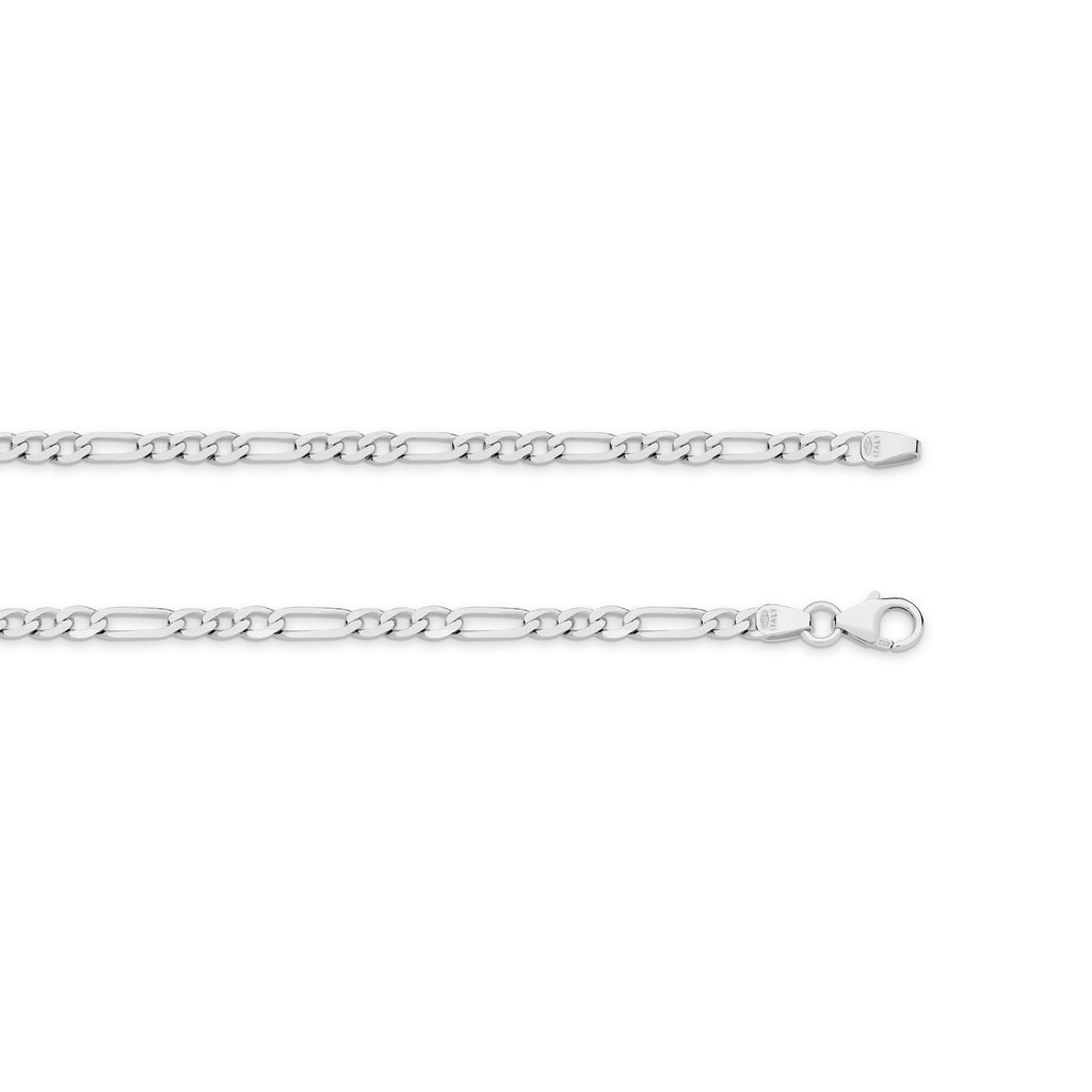 Diamond Cut Figaro Chain 3.06mm White Gold - CFDF00012
