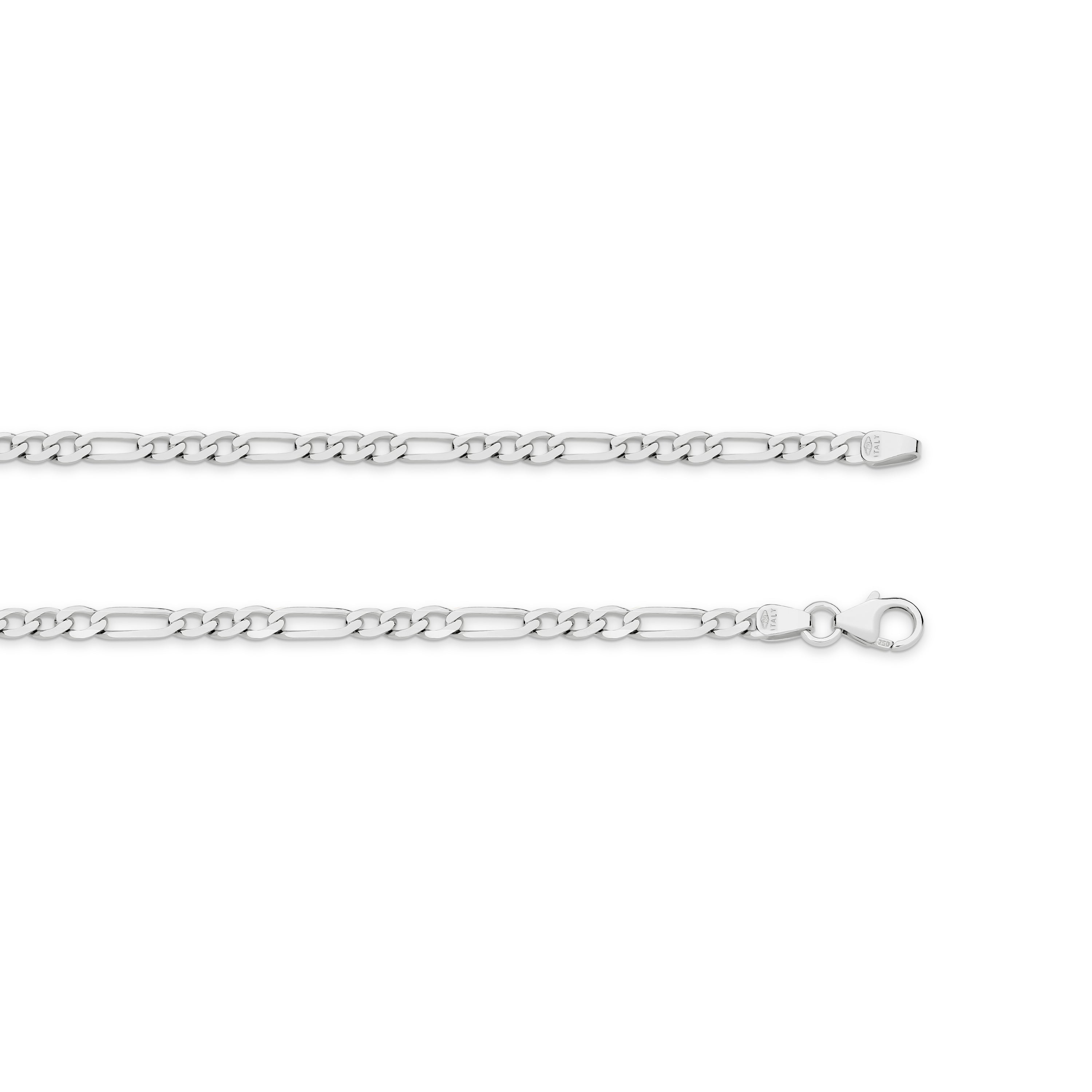 Diamond Cut Figaro Chain 3.06mm White Gold - CFDF00012