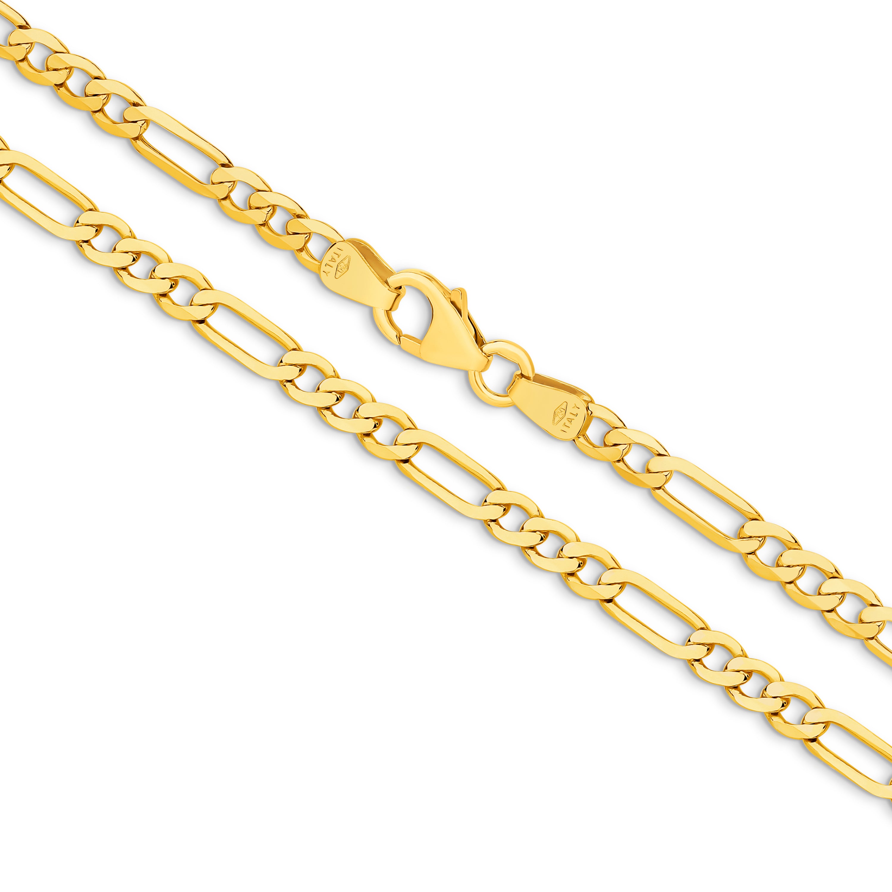Diamond Cut Figaro Chain 3.06mm Yellow Gold - CFDF00003