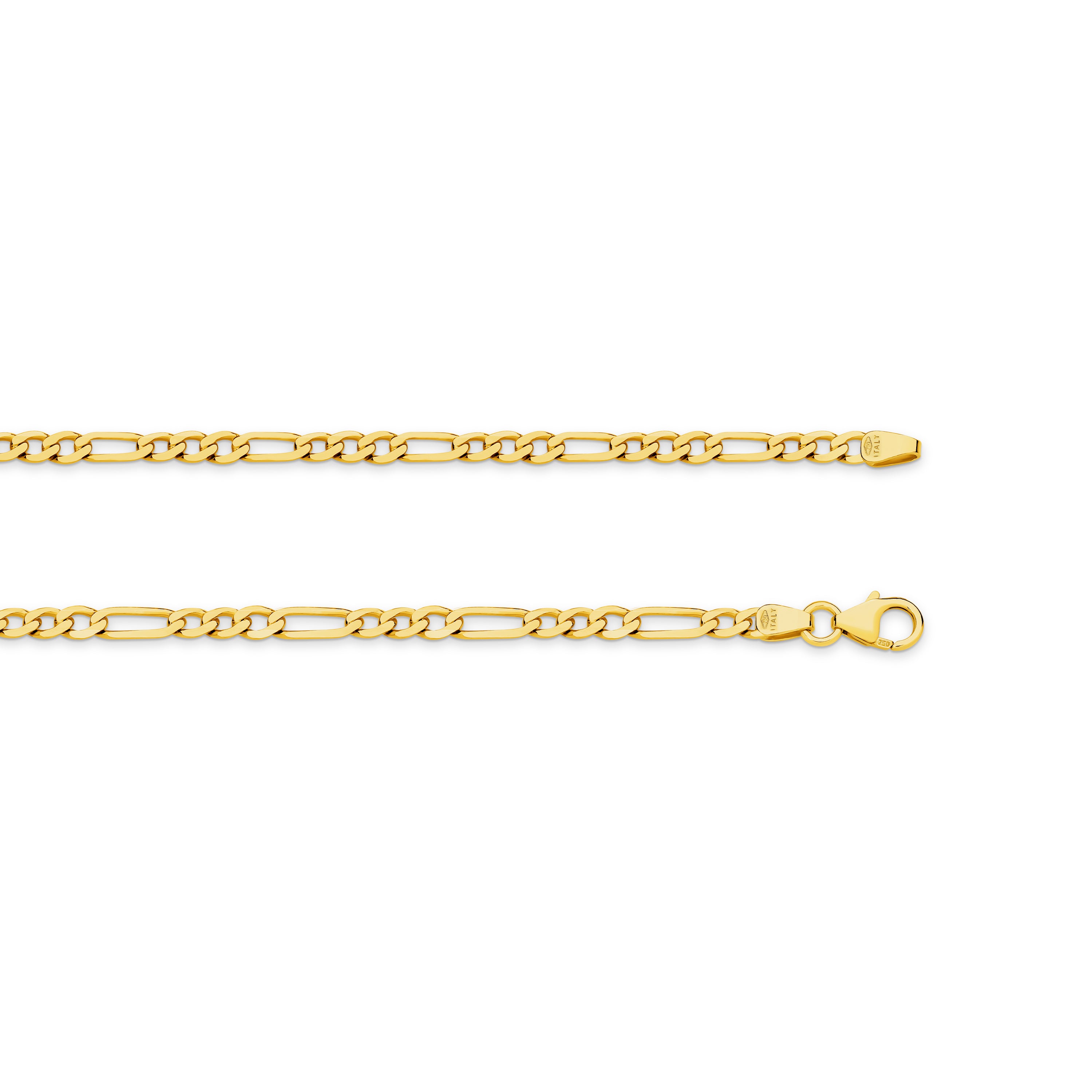 Diamond Cut Figaro Chain 3.06mm Yellow Gold - CFDF00003