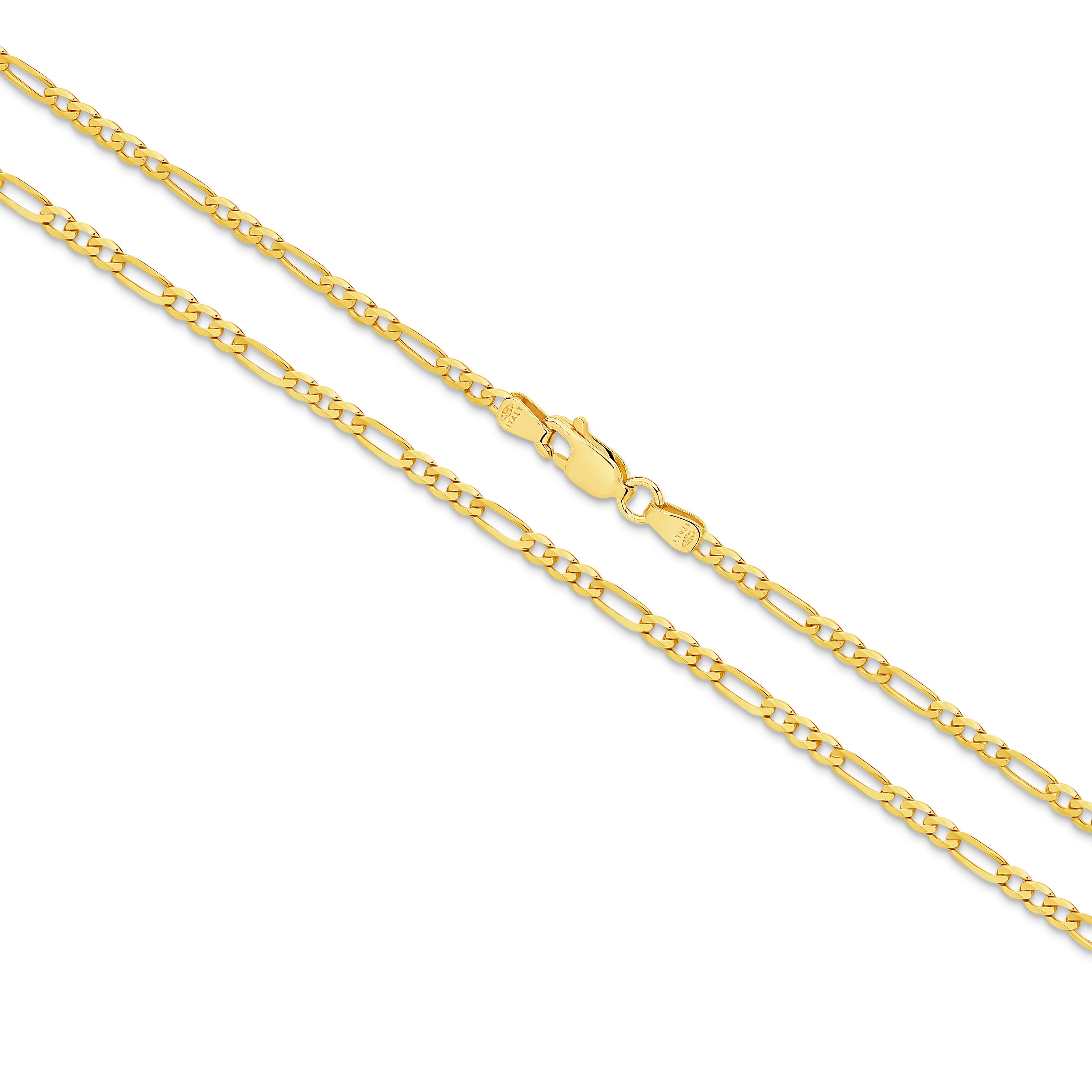 Diamond Cut Figaro Bracelet 2.4mm Yellow Gold - CBDF00002