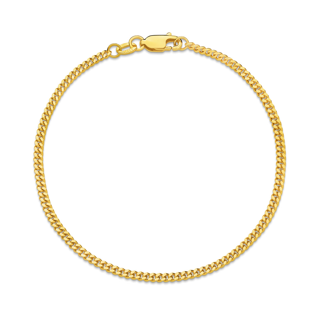 Diamond Cut Curb Bracelet 2.16mm Yellow Gold - CBDM00002