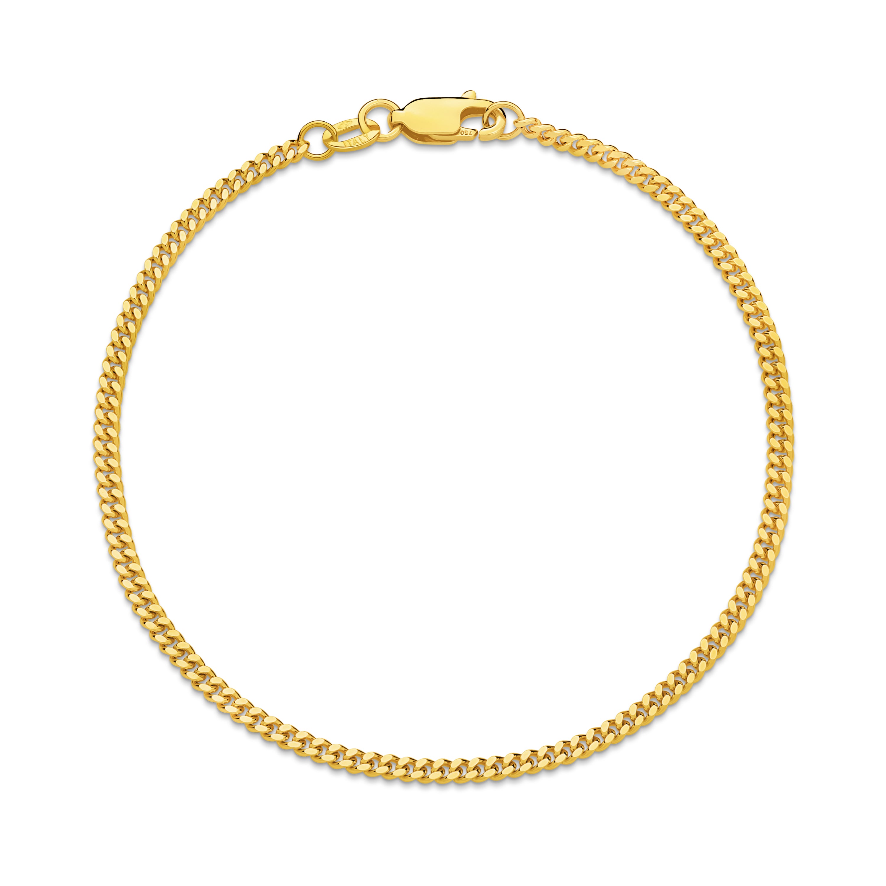 Diamond Cut Curb Bracelet 2.16mm Yellow Gold - CBDM00002