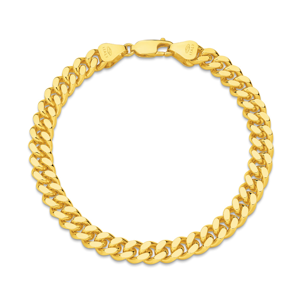 Diamond Cut Curb Bracelet 7.16mm Yellow Gold - CBDM00007