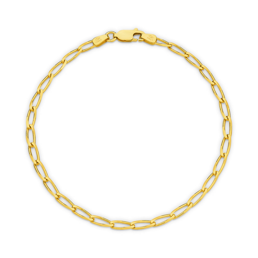 Diamond Cut Flat Curb Long Bracelet 2.8mm Yellow Gold - CBOF00001