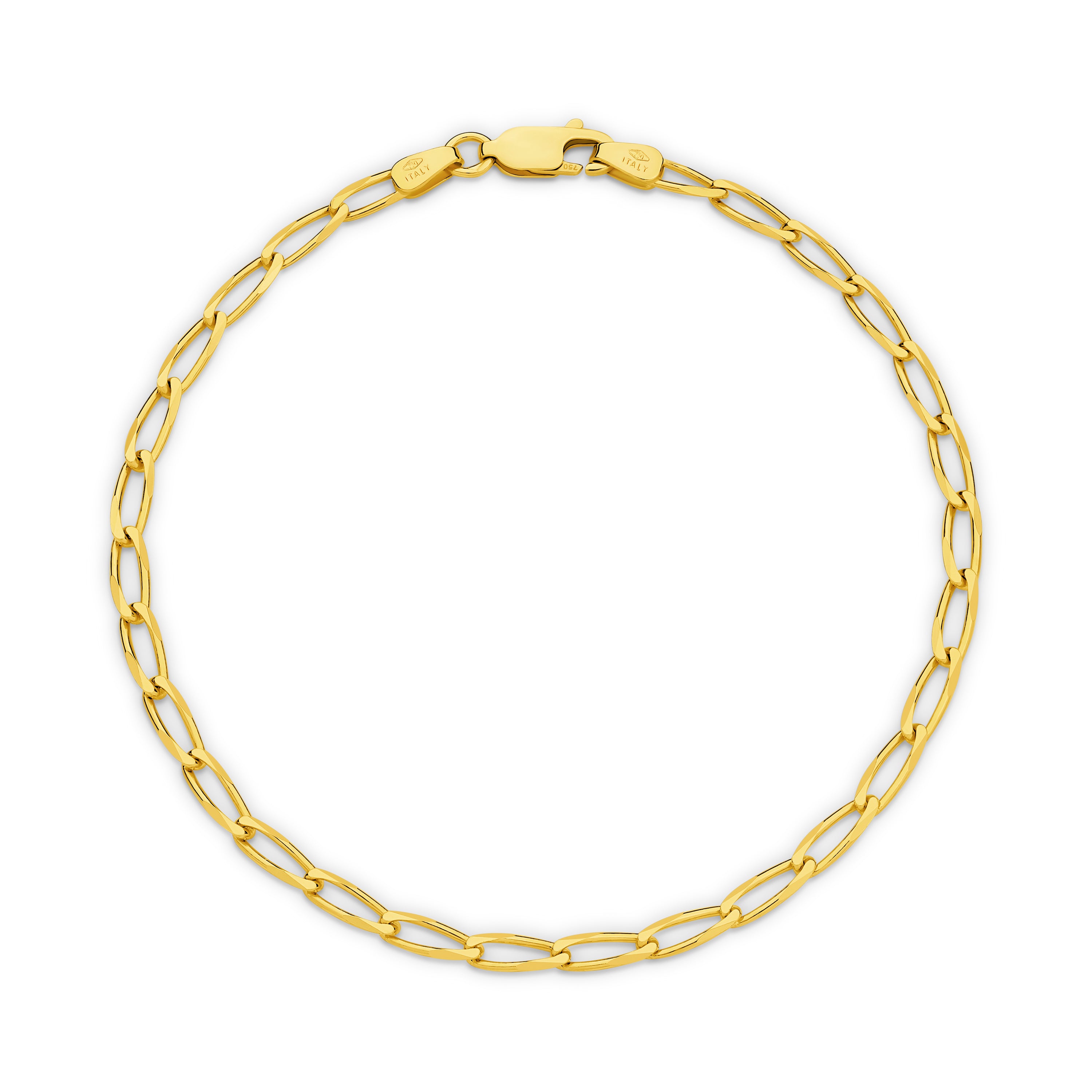 Diamond Cut Flat Curb Long Bracelet 2.8mm Yellow Gold - CBOF00001