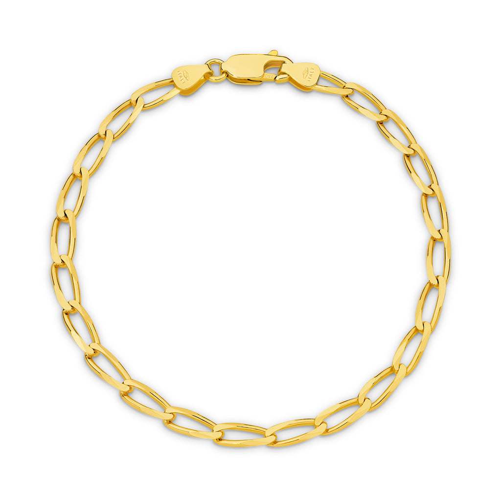Diamond Cut Flat Curb Long Bracelet 3.56mm Yellow Gold - CBOF00002