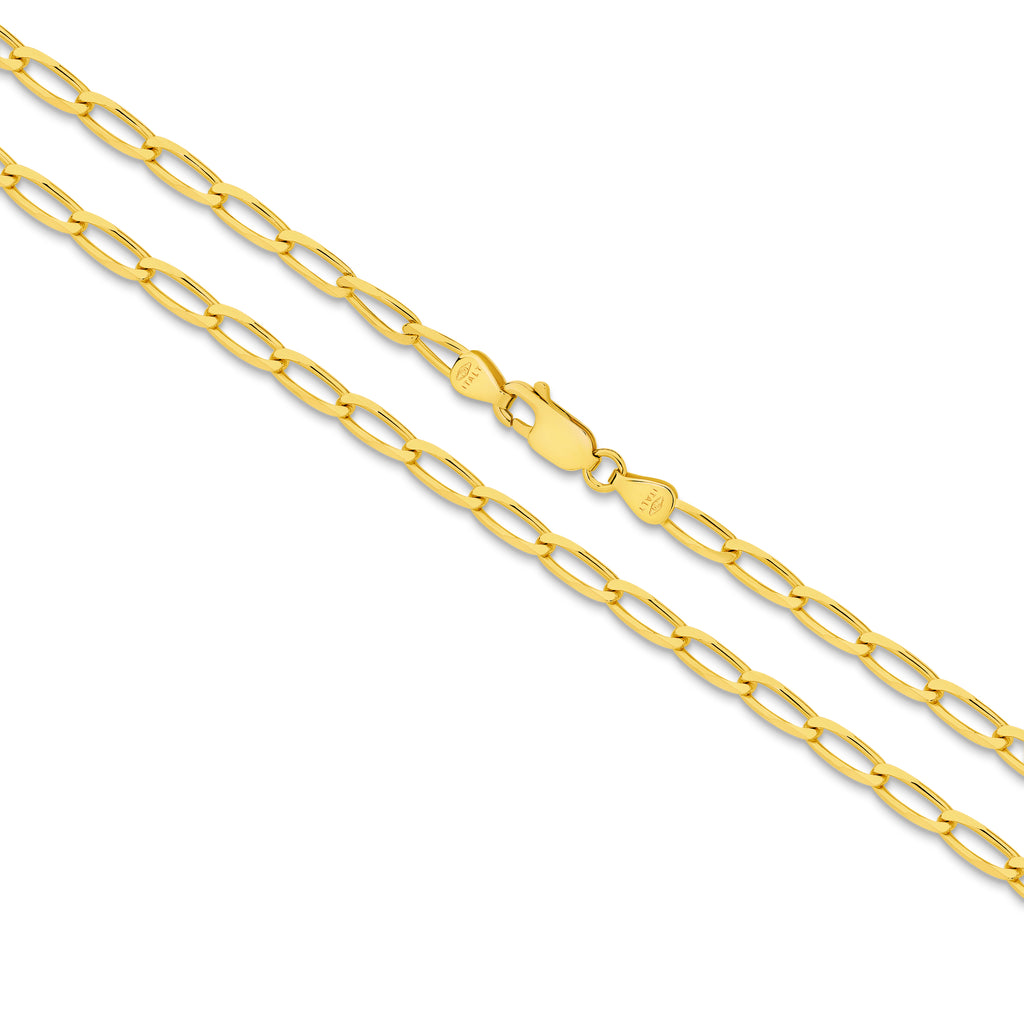 Diamond Cut Flat Curb Long Bracelet 3.56mm Yellow Gold - CBOF00002