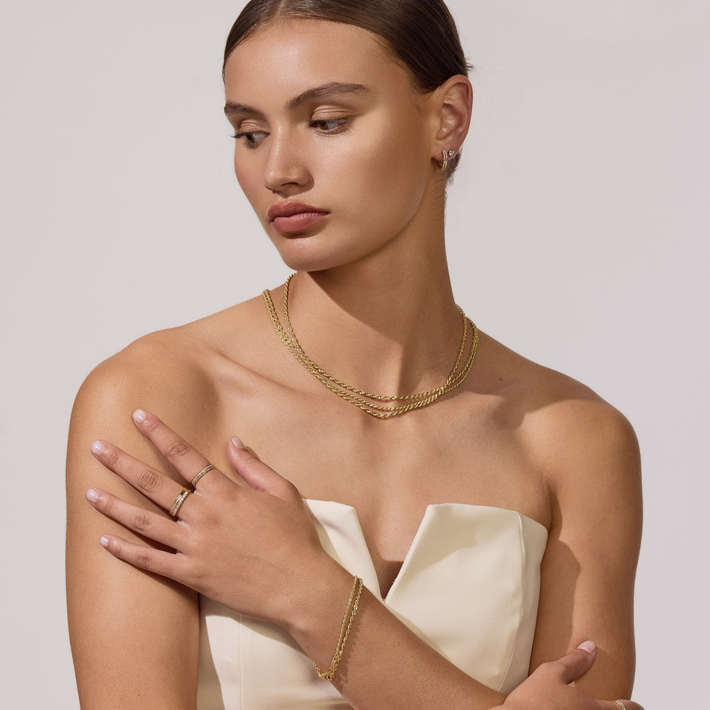 Hollow Diamond Cut Rope Bracelet 2.18mm Yellow Gold - CBRP00001