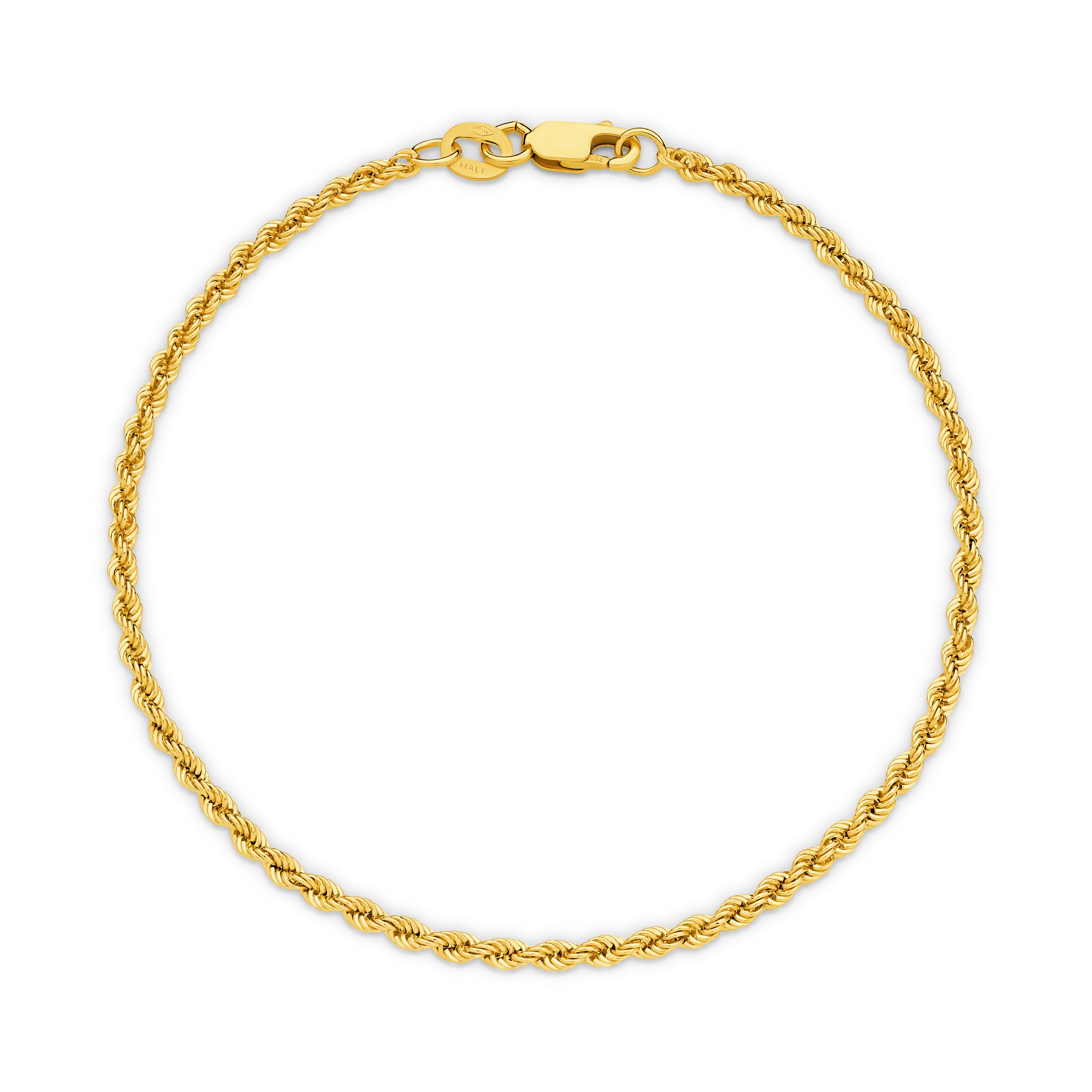 Hollow Diamond Cut Rope Bracelet 2.18mm Yellow Gold - CBRP00001