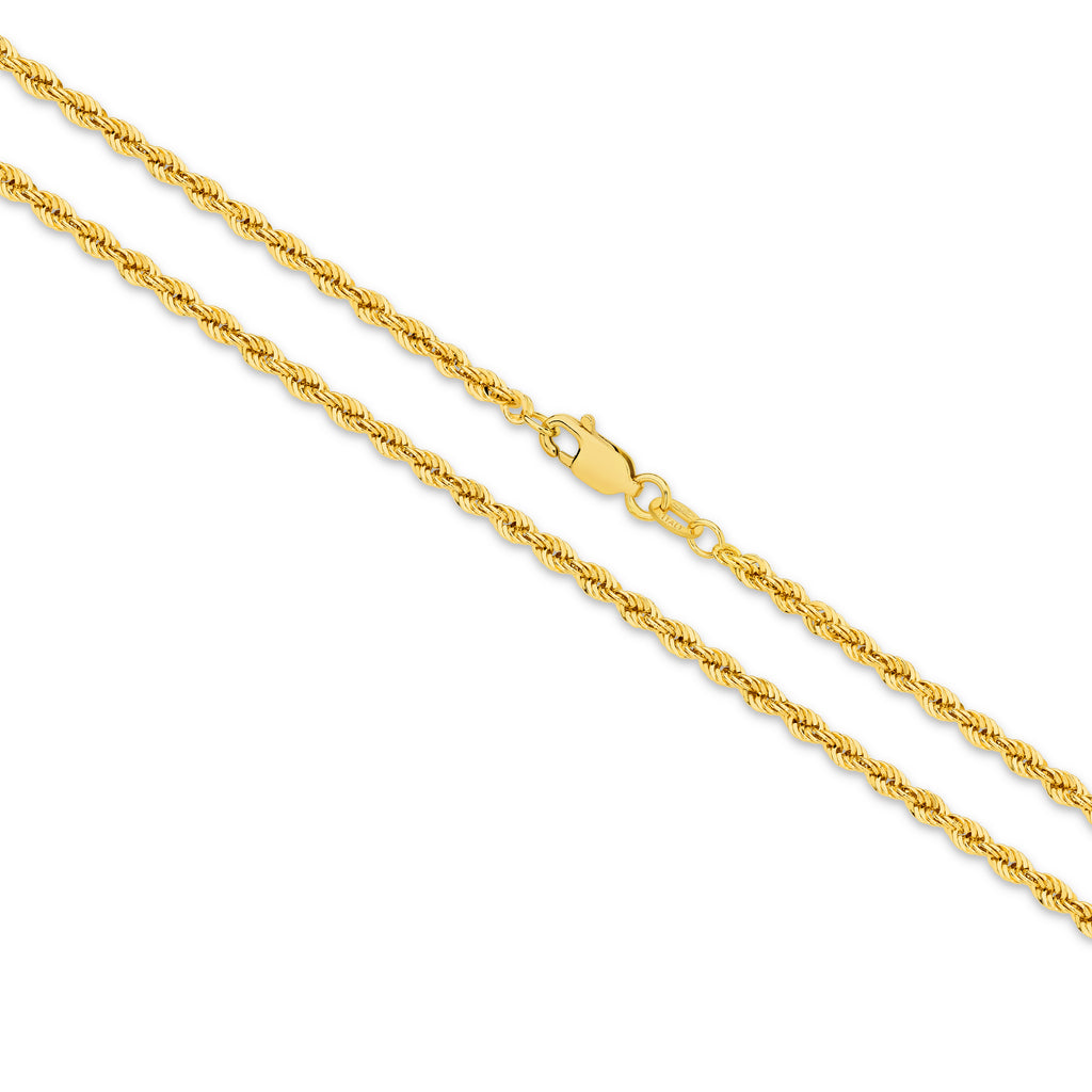 Hollow Diamond Cut Rope Bracelet 2.72mm Yellow Gold - CBRP00002