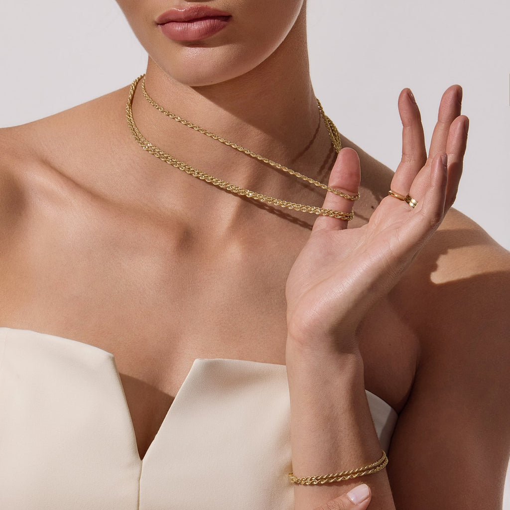 Hollow Diamond Cut Rope Bracelet 2.18mm Yellow Gold - CBRP00001