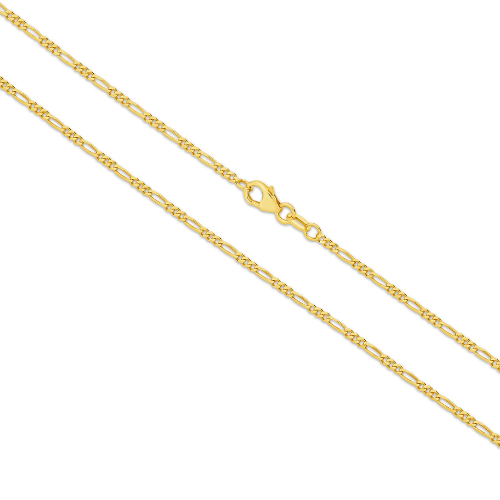 Diamond Cut Figaro Chain 1.80mm Yellow Gold - CFDF00013