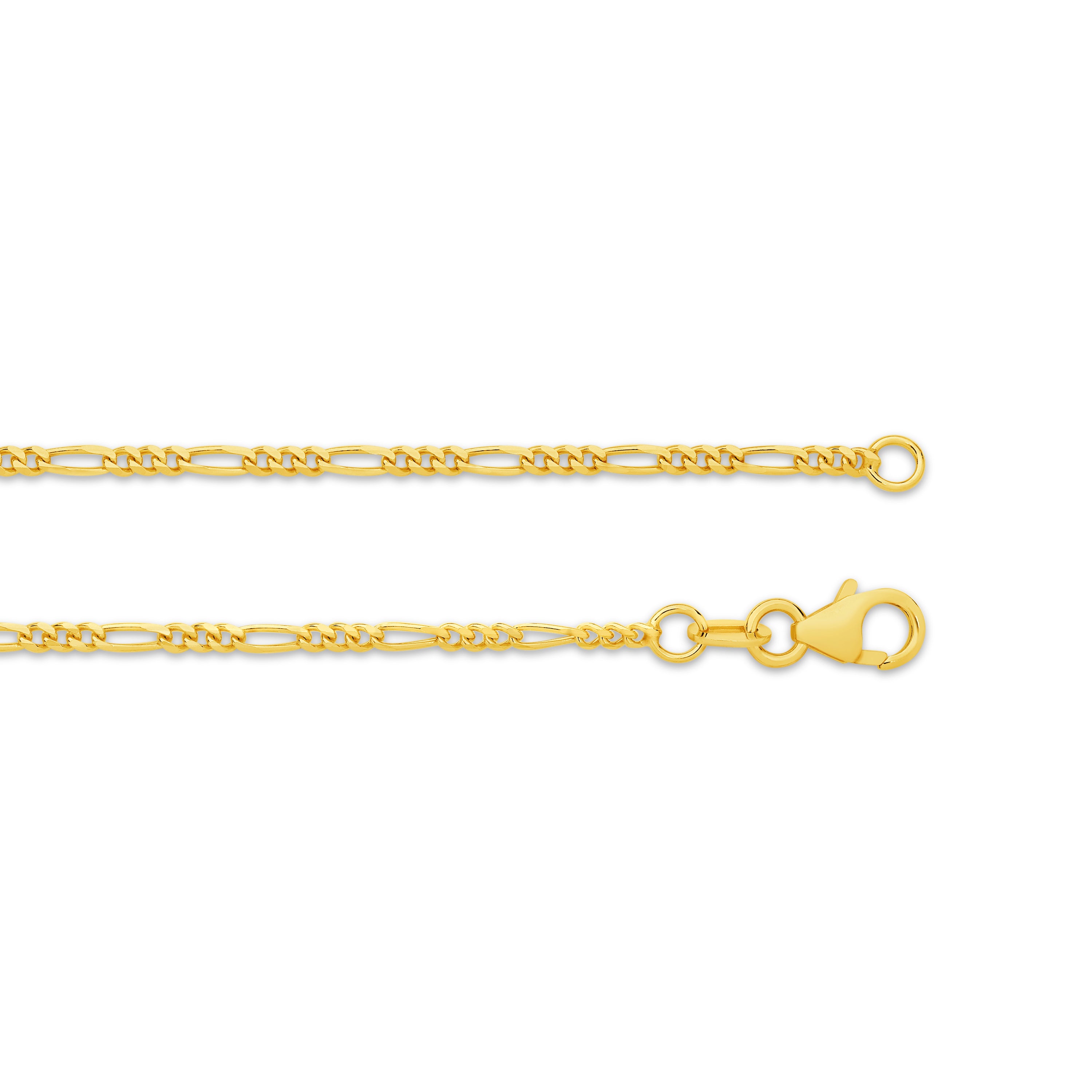 Diamond Cut Figaro Chain 1.80mm Yellow Gold - CFDF00013