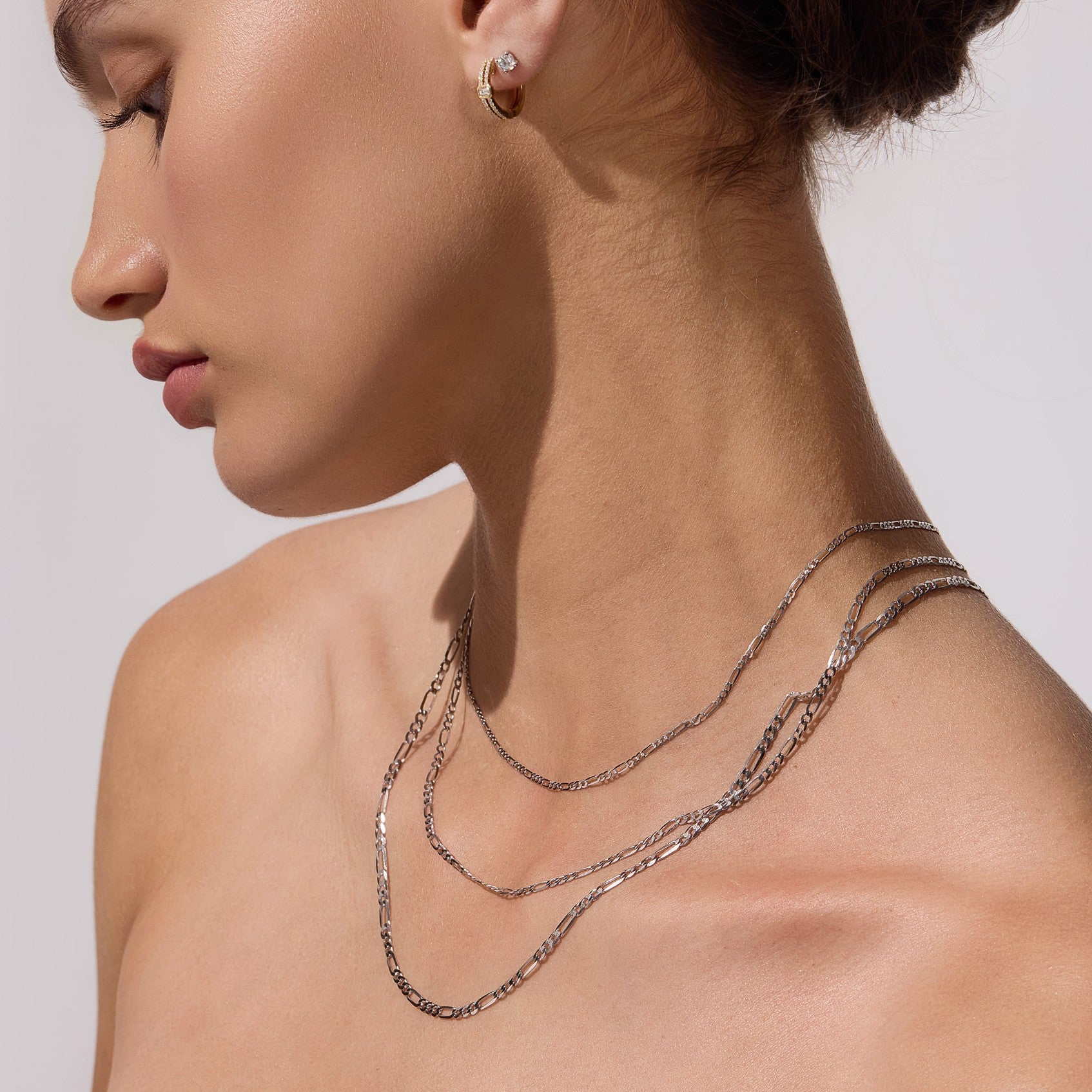 Diamond Cut Figaro Chain 1.92mm White Gold - CFDF00010