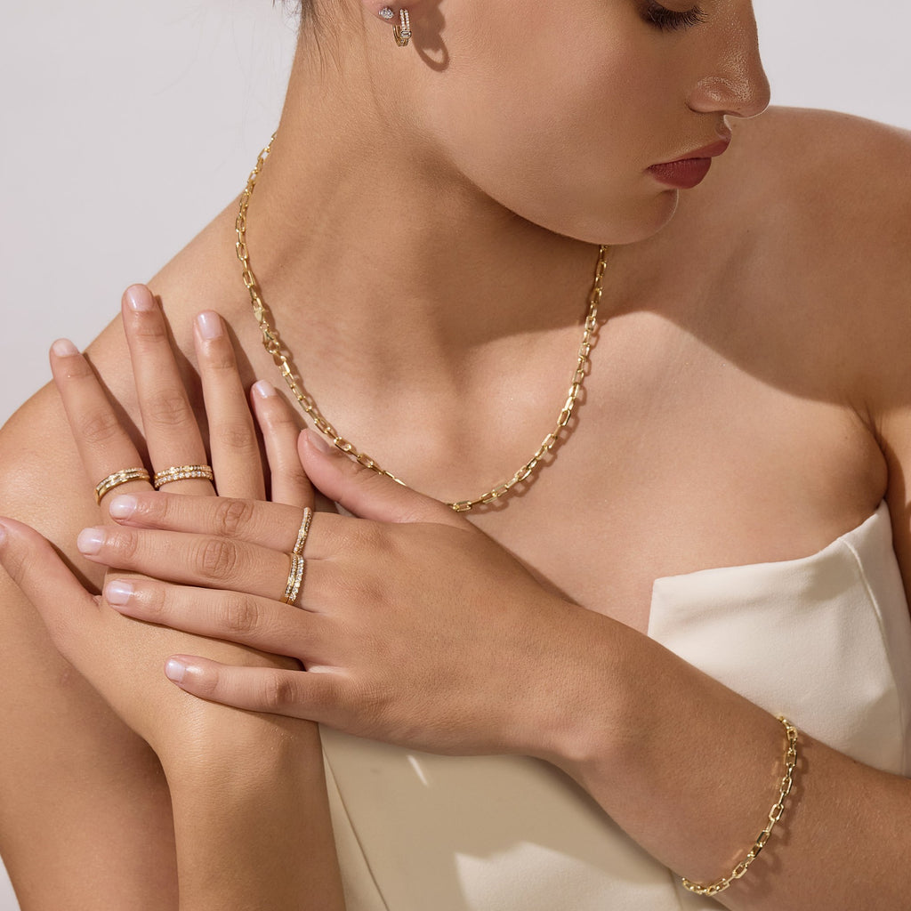 Diamond Cut Paper Clip Chain 3.74mm Yellow Gold - CFPC00001