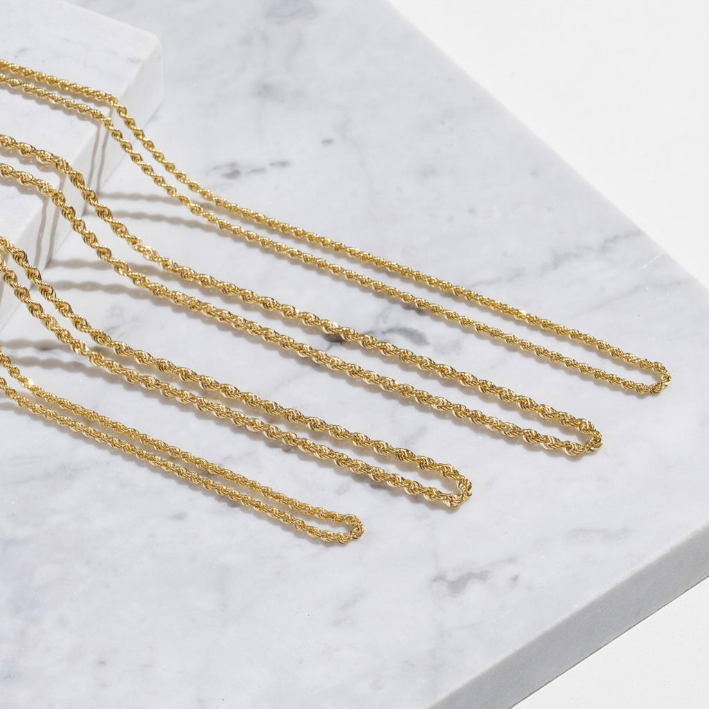 Hollow Diamond Cut Rope Chain 2.18mm Yellow Gold - CFRP00001