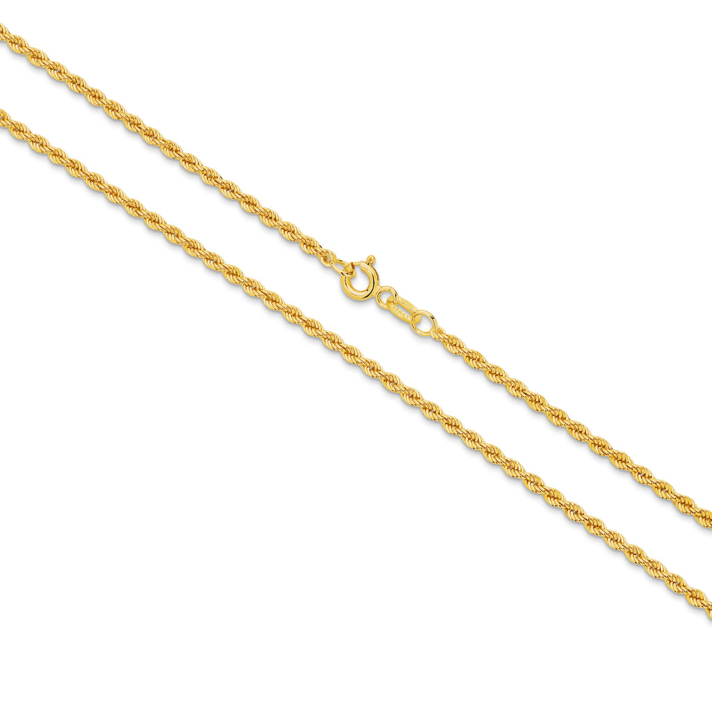 Hollow Diamond Cut Rope Chain 2.18mm Yellow Gold - CFRP00001