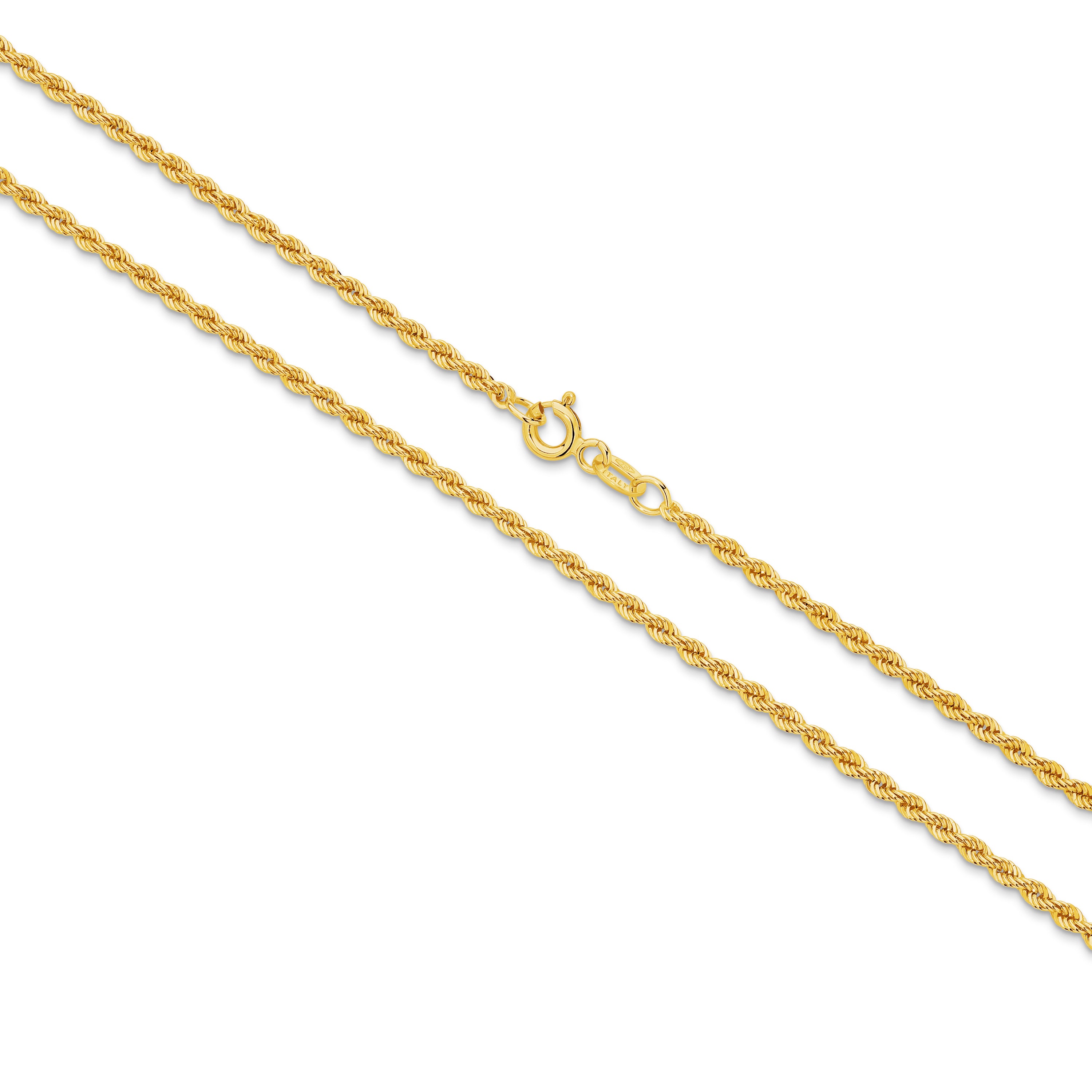 Hollow Diamond Cut Rope Chain 2.18mm Yellow Gold - CFRP00001