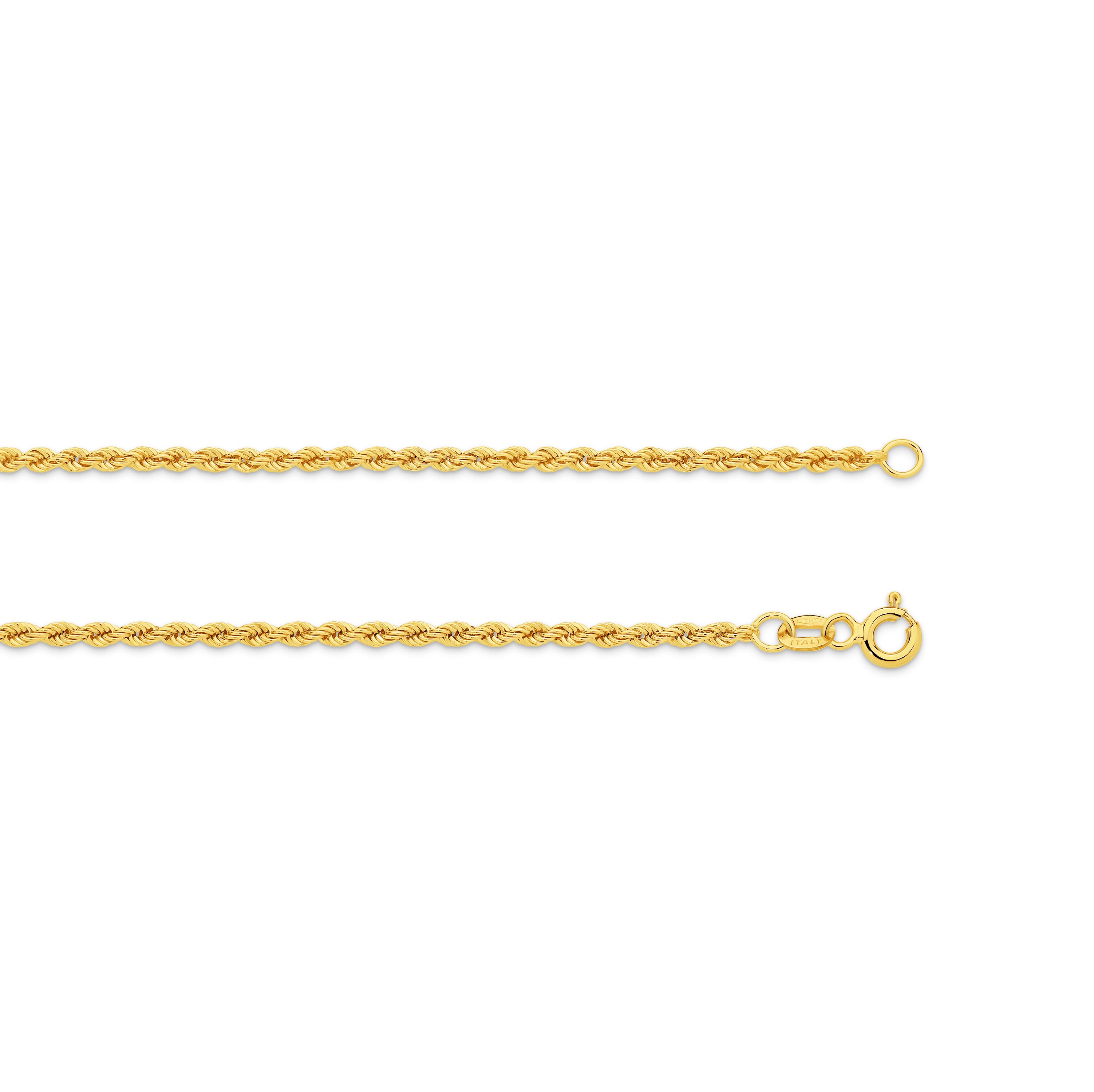 Hollow Diamond Cut Rope Chain 2.18mm Yellow Gold - CFRP00001