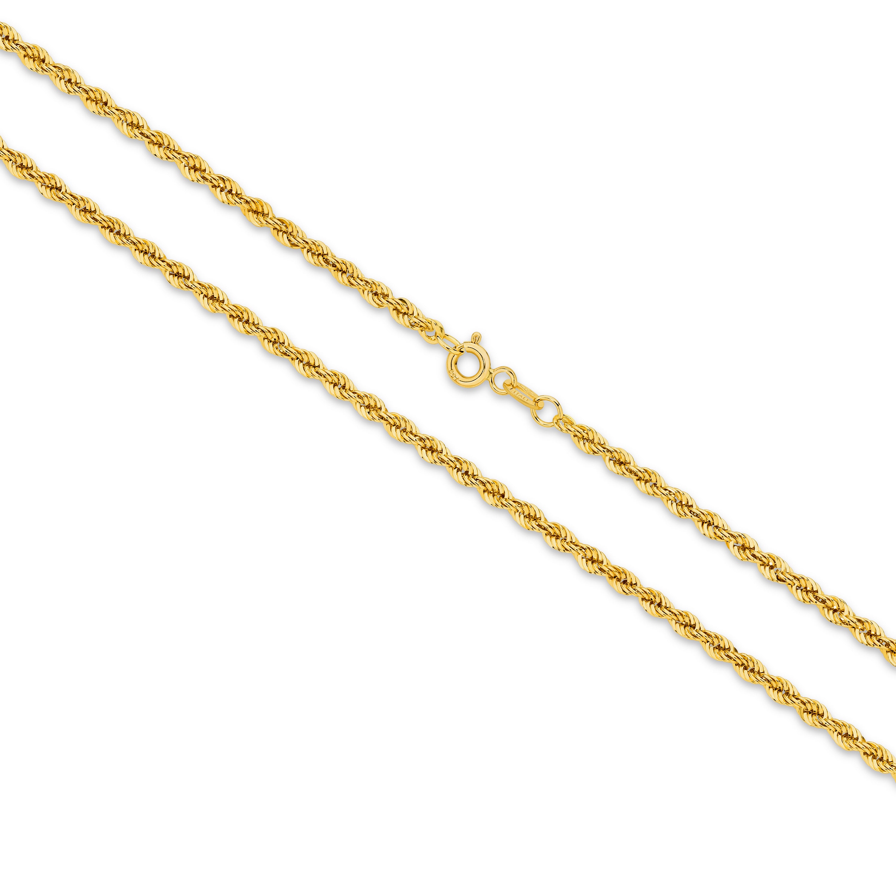Hollow Diamond Cut Rope Chain 2.72mm Yellow Gold - CFRP00002