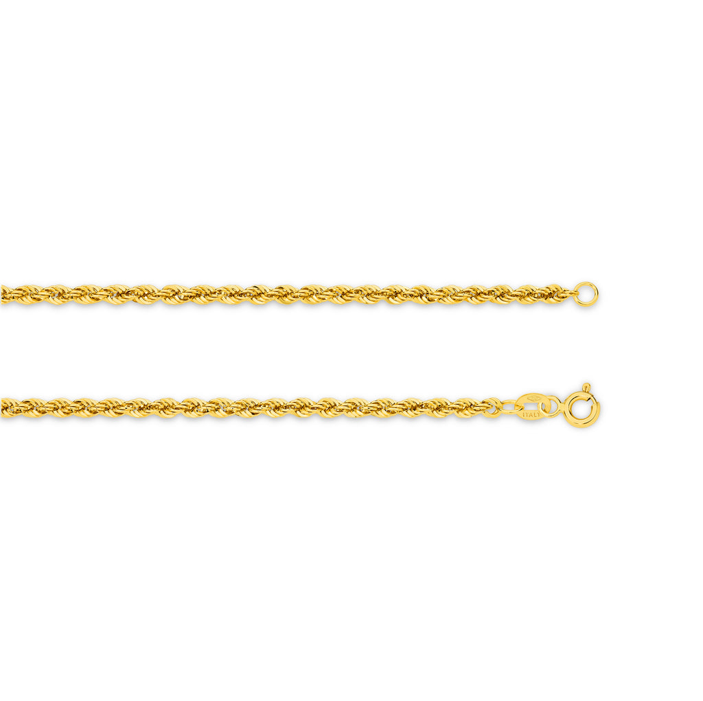 Hollow Diamond Cut Rope Chain 2.72mm Yellow Gold - CFRP00002