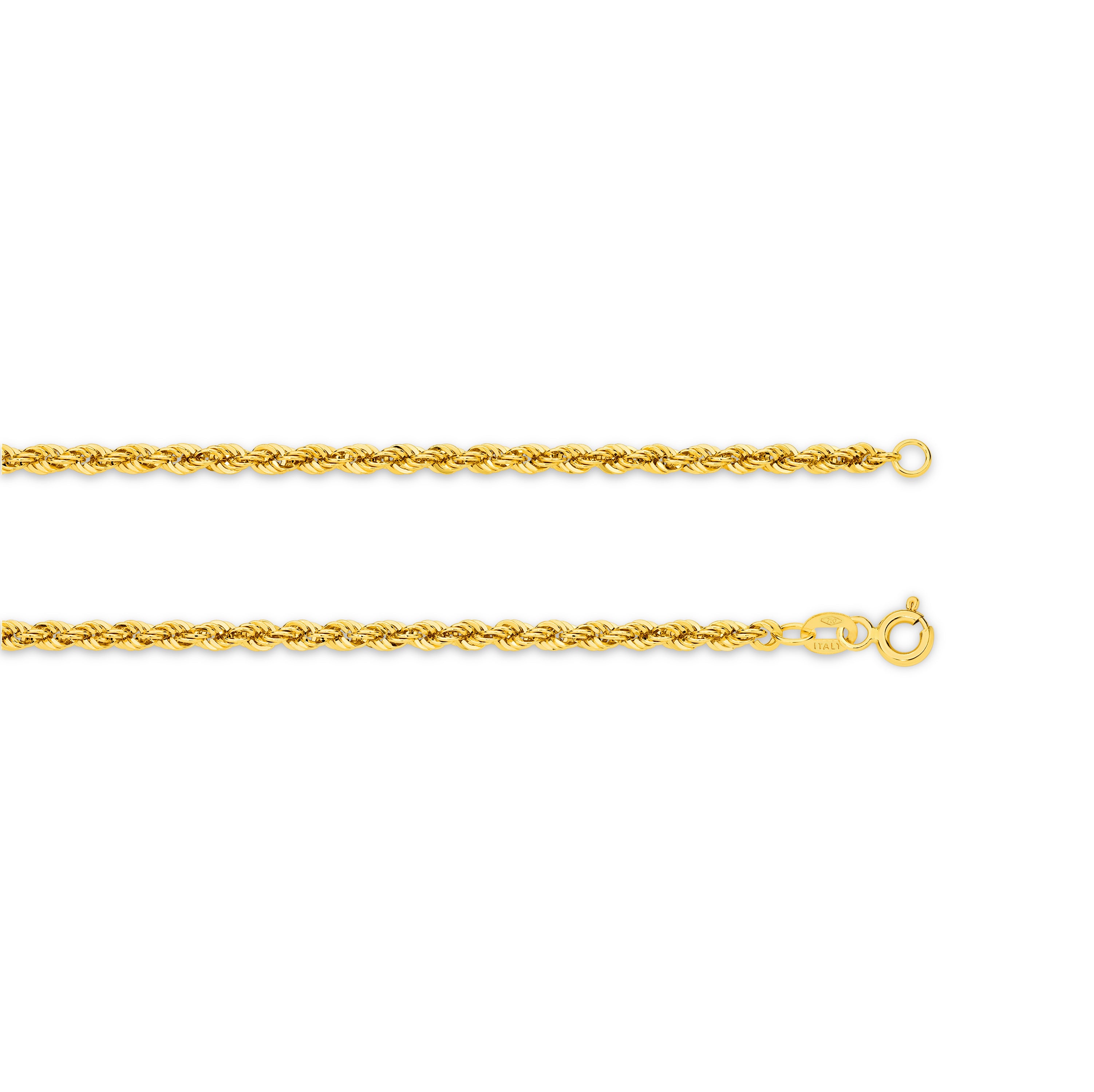 Hollow Diamond Cut Rope Chain 2.72mm Yellow Gold - CFRP00002
