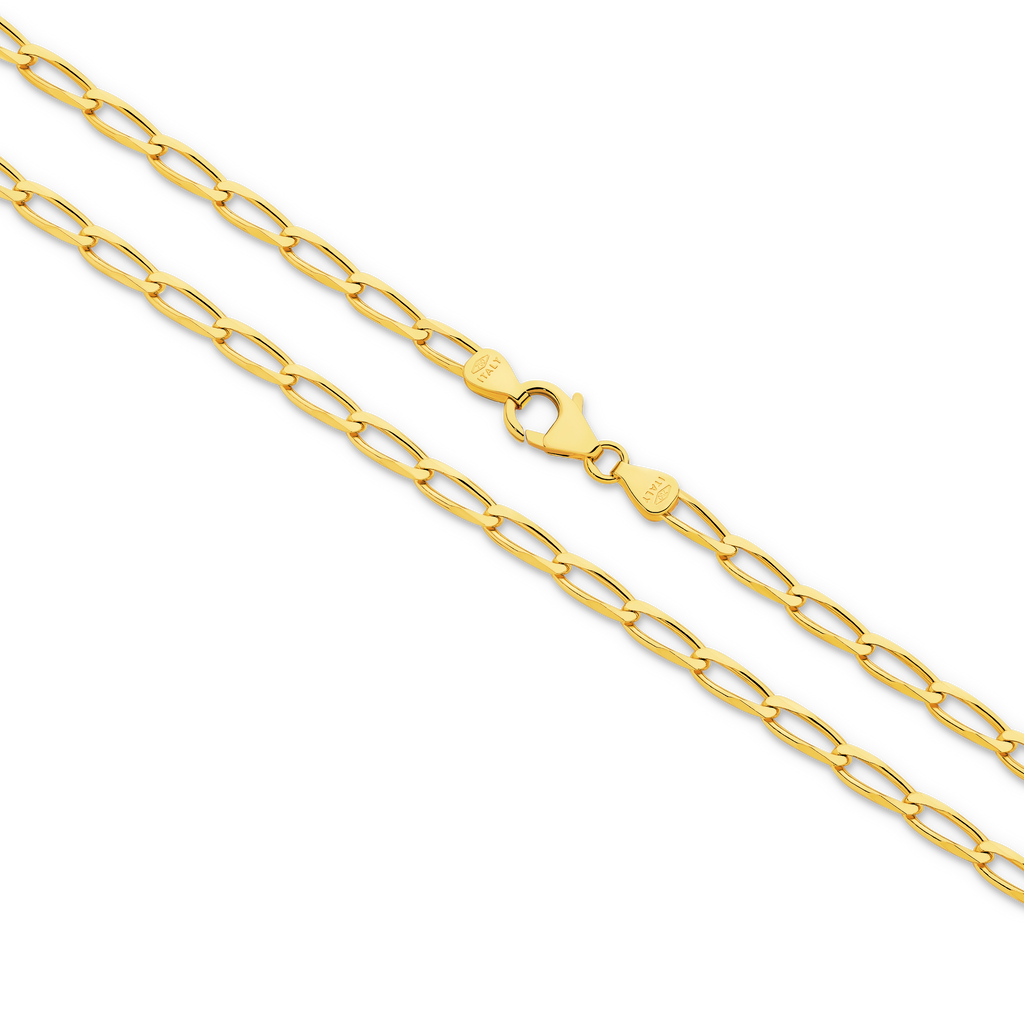 Diamond Cut Flat Curb Long Chain 3.56mm Yellow Gold - CFOF00002