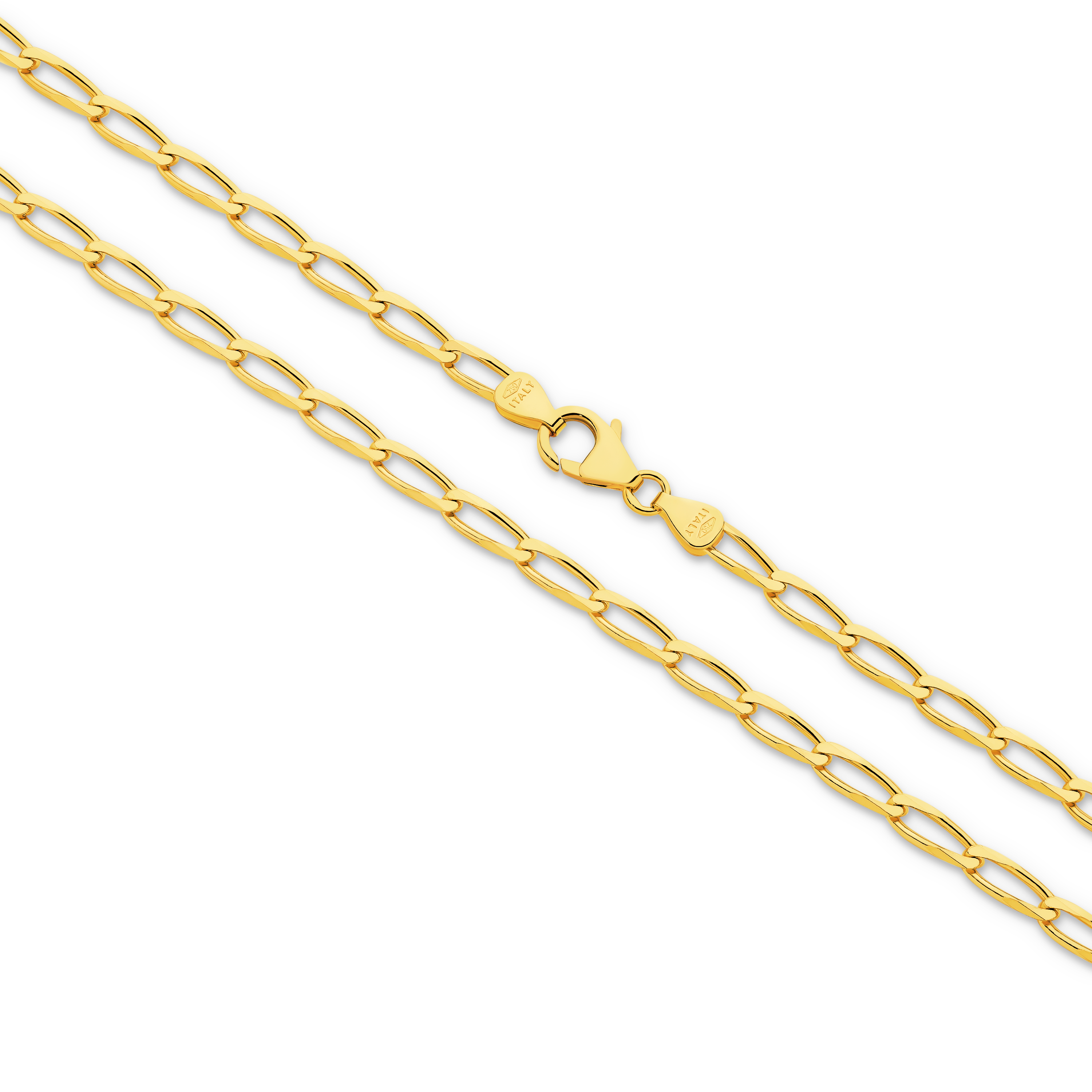 Diamond Cut Flat Curb Long Chain 3.56mm Yellow Gold - CFOF00002