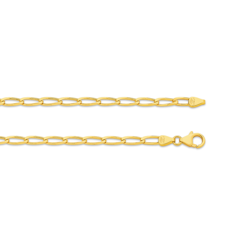 Diamond Cut Flat Curb Long Chain 3.56mm Yellow Gold - CFOF00002