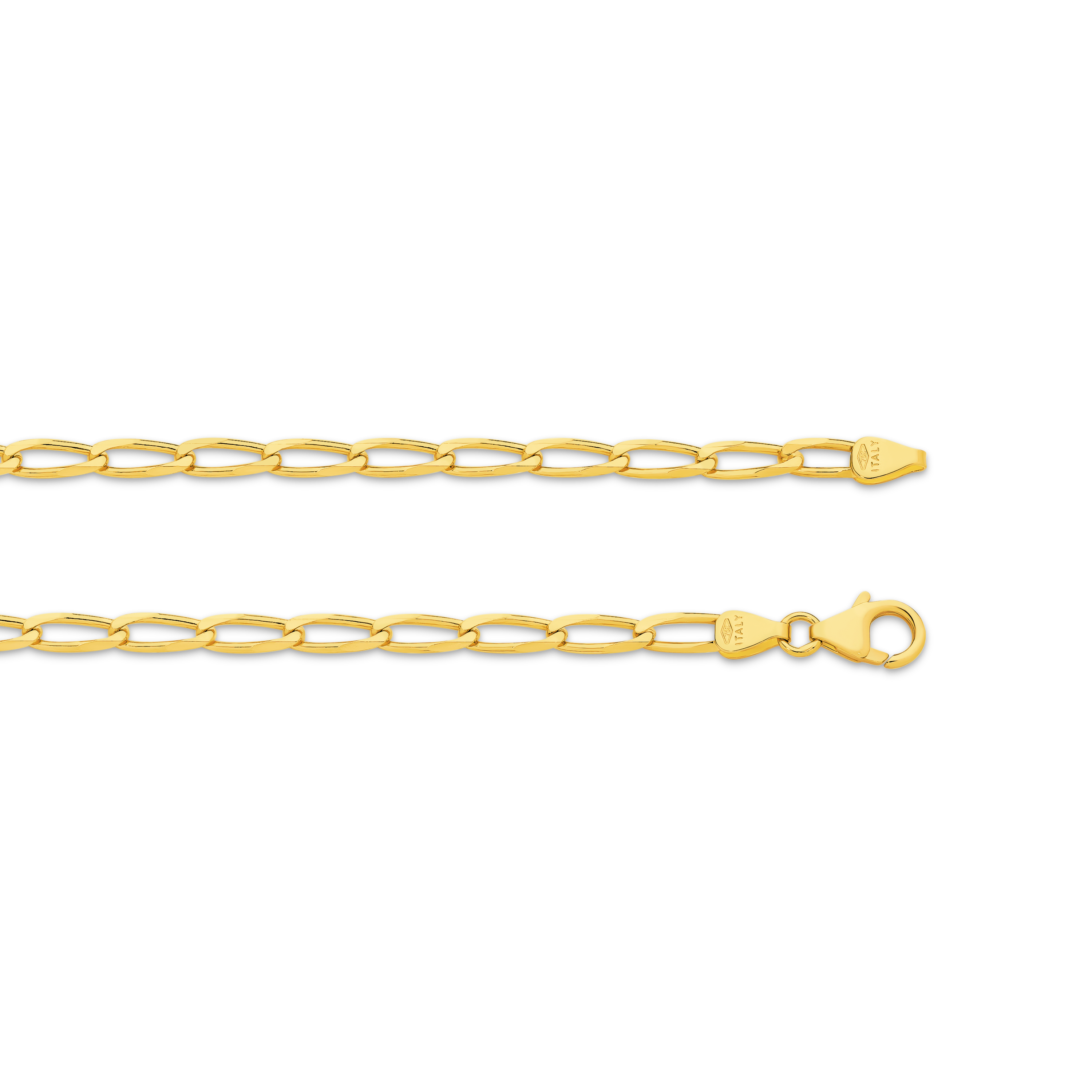 Diamond Cut Flat Curb Long Chain 3.56mm Yellow Gold - CFOF00002