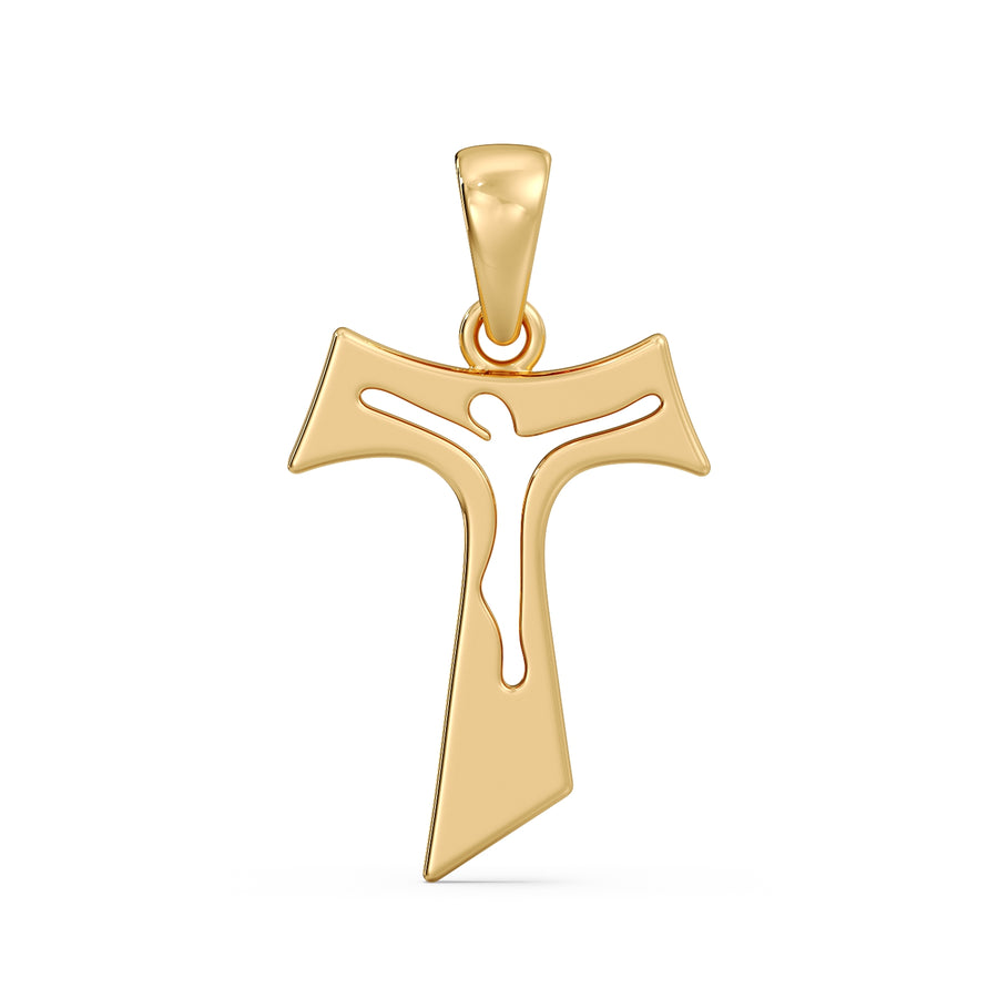 Tau cross pendant in solid gold