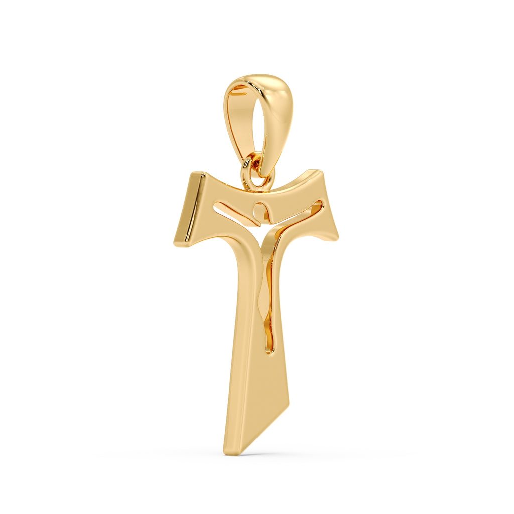 Gold Tau Catholic Cross