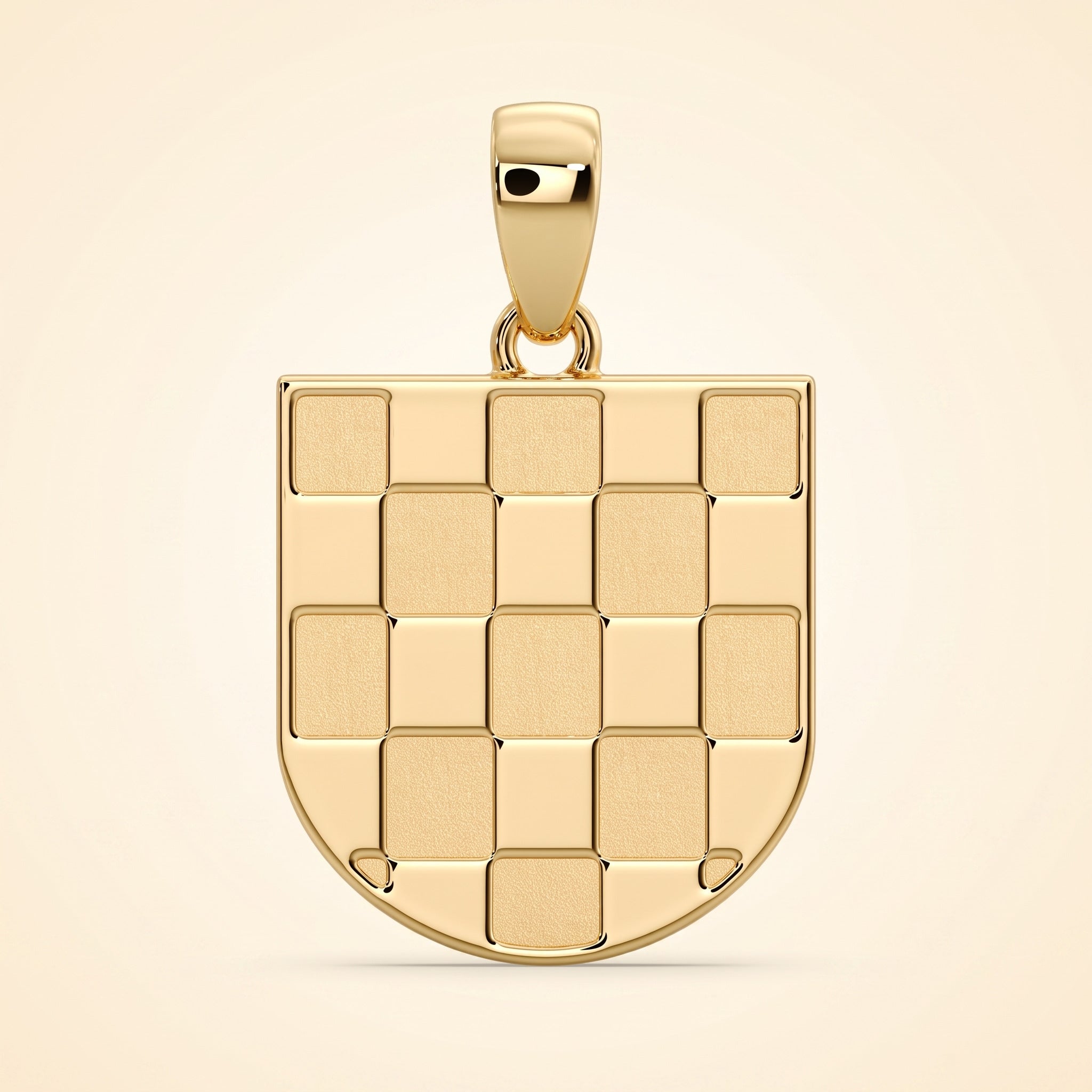 Bijelo Prvo GRB Croatian coat of arms pendant in 9ct yellow gold, front view