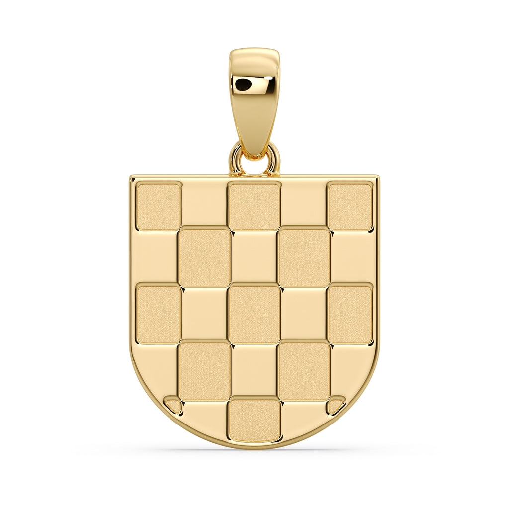 9ct yellow gold Bijelo Prvo GRB Croatian coat of arms pendant, white field first, front view