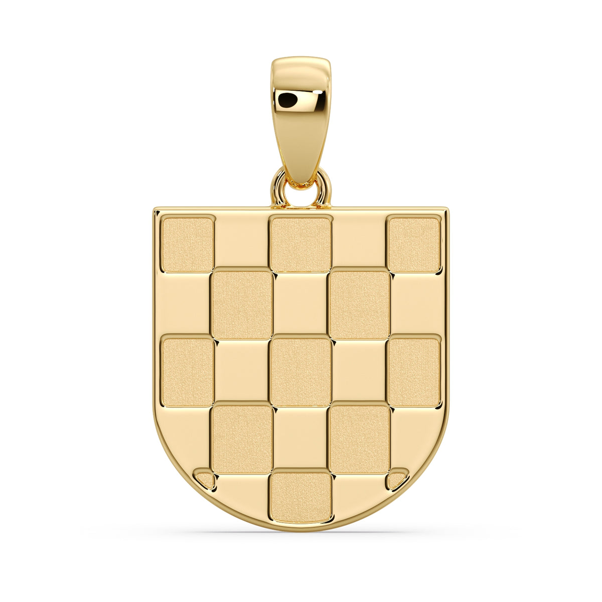 9ct yellow gold Bijelo Prvo GRB Croatian coat of arms pendant, white field first, front view