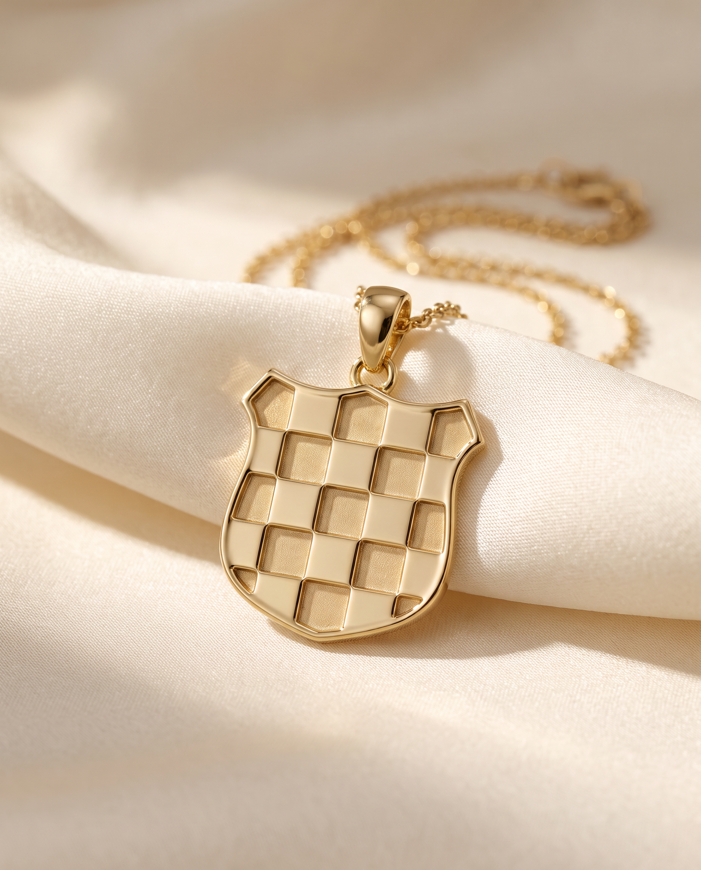 Croatian GRB pendant in gold on ivory silk