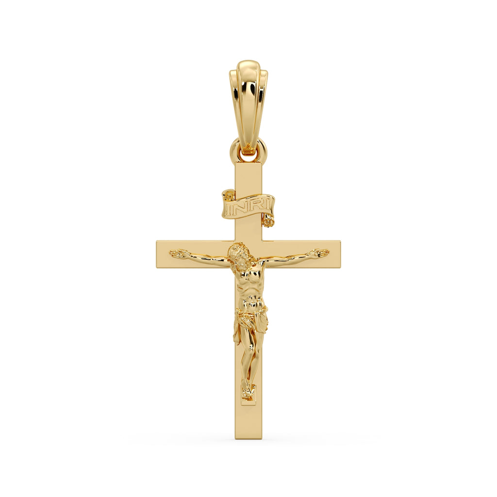 Classic Crucifix pendant in 9ct yellow gold, front view