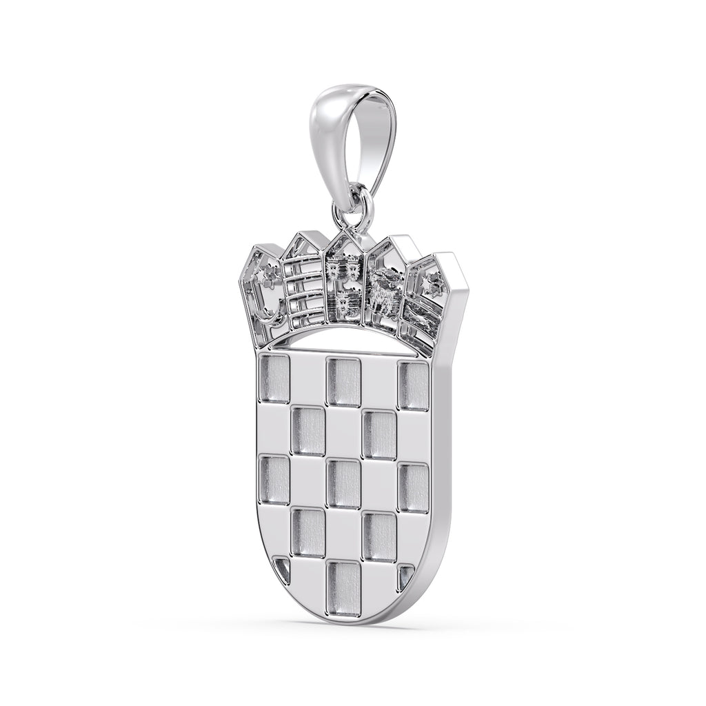 Croatian GRB pendant in white metal viewed from the opposite angle