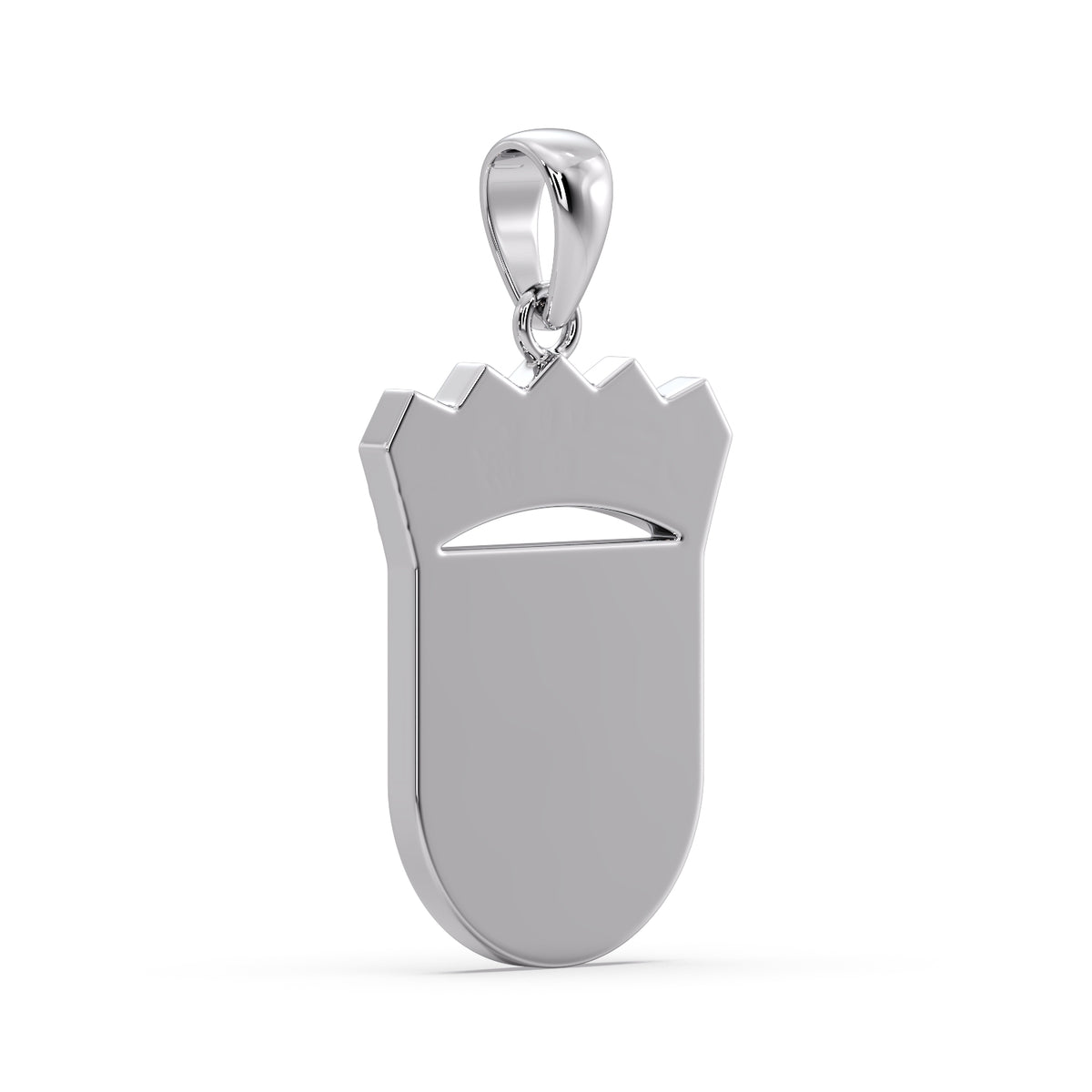 Reverse of the white gold Croatian coat of arms pendant with polished back and tapered bail