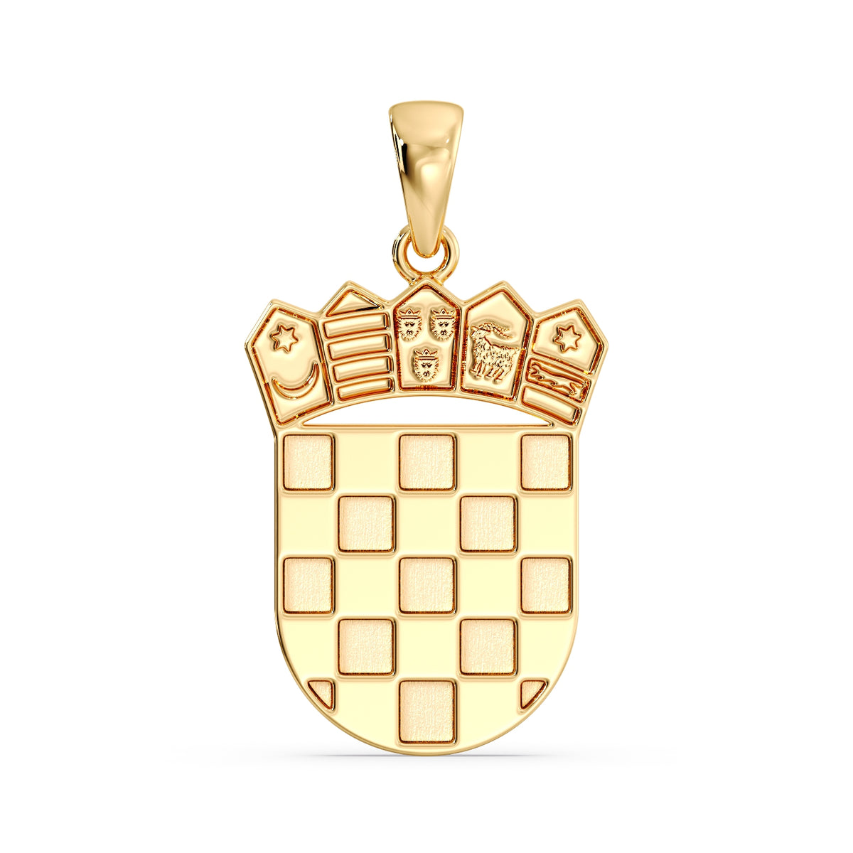 Croatian GRB coat of arms pendant in 9ct yellow gold, straight-on front view