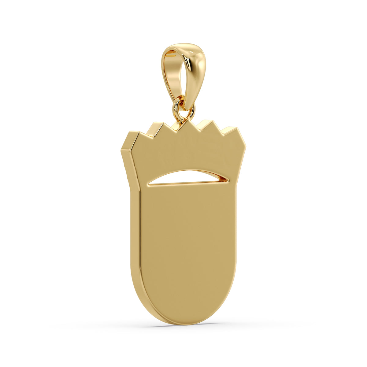 Reverse of the yellow gold Croatian coat of arms pendant, showing the plain polished back and bail