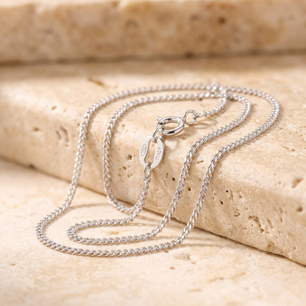 Diamond Cut Curb Chain 1.40mm - White Gold - luxury lifestyle image