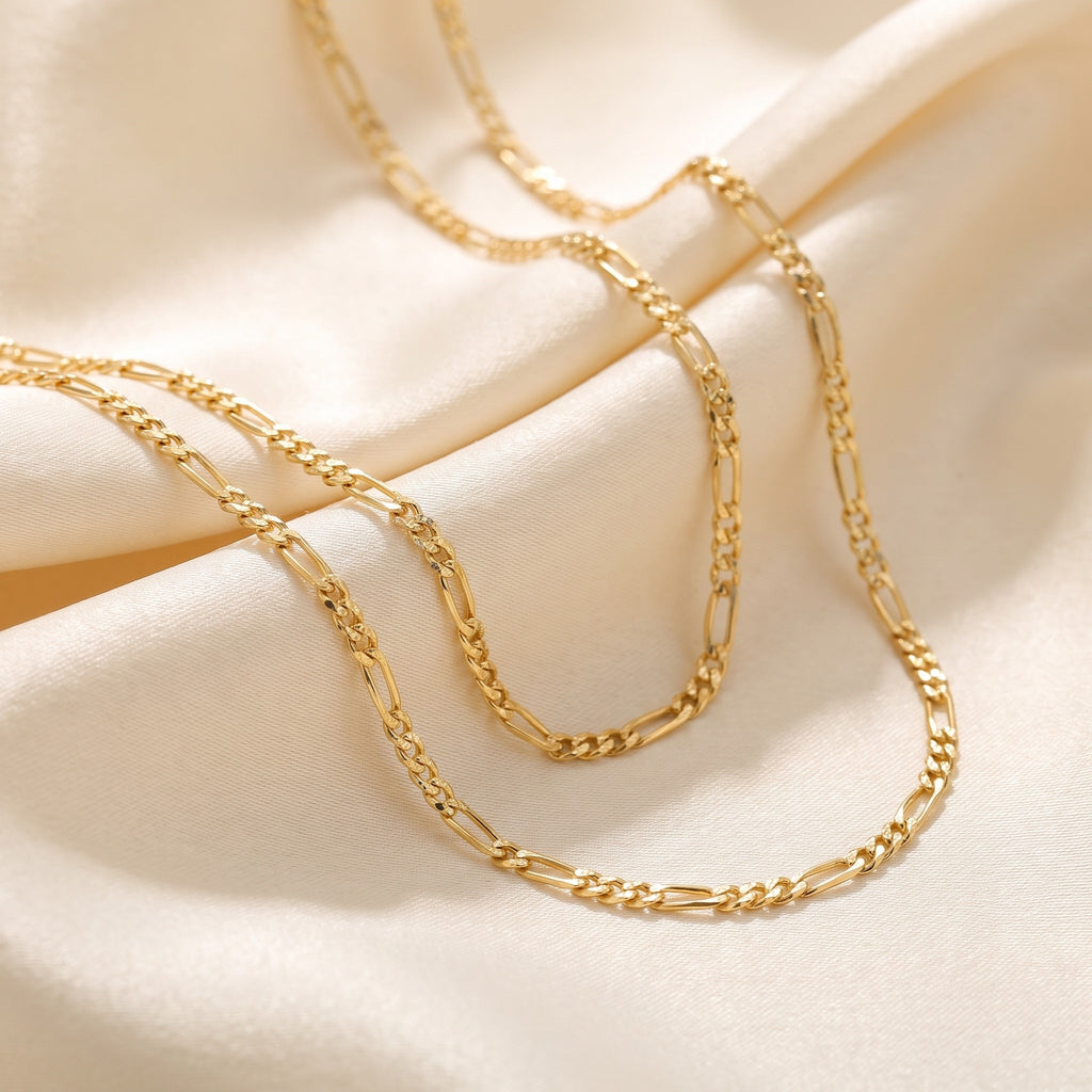 Diamond Cut Figaro Chain 1.80mm - Yellow Gold - luxury lifestyle image