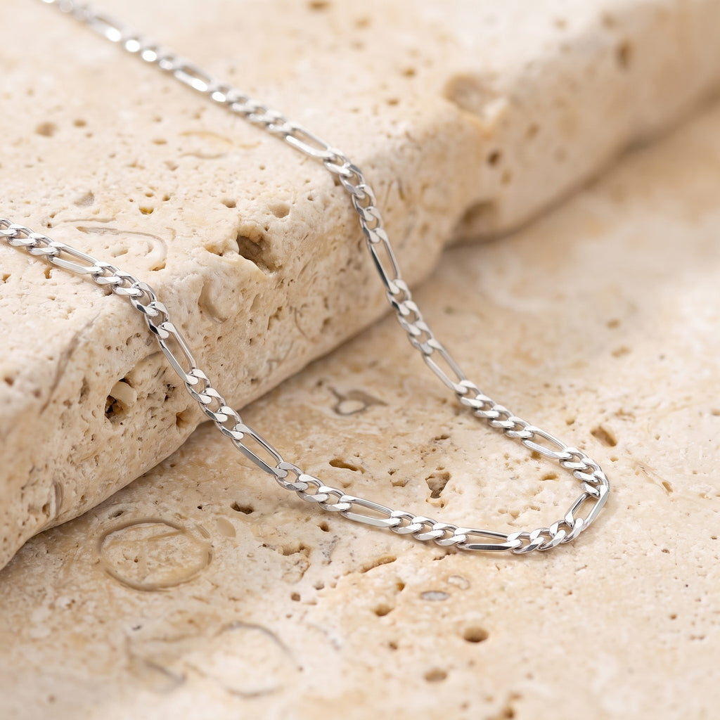 Diamond Cut Figaro Chain 1.92mm - White Gold - luxury lifestyle image