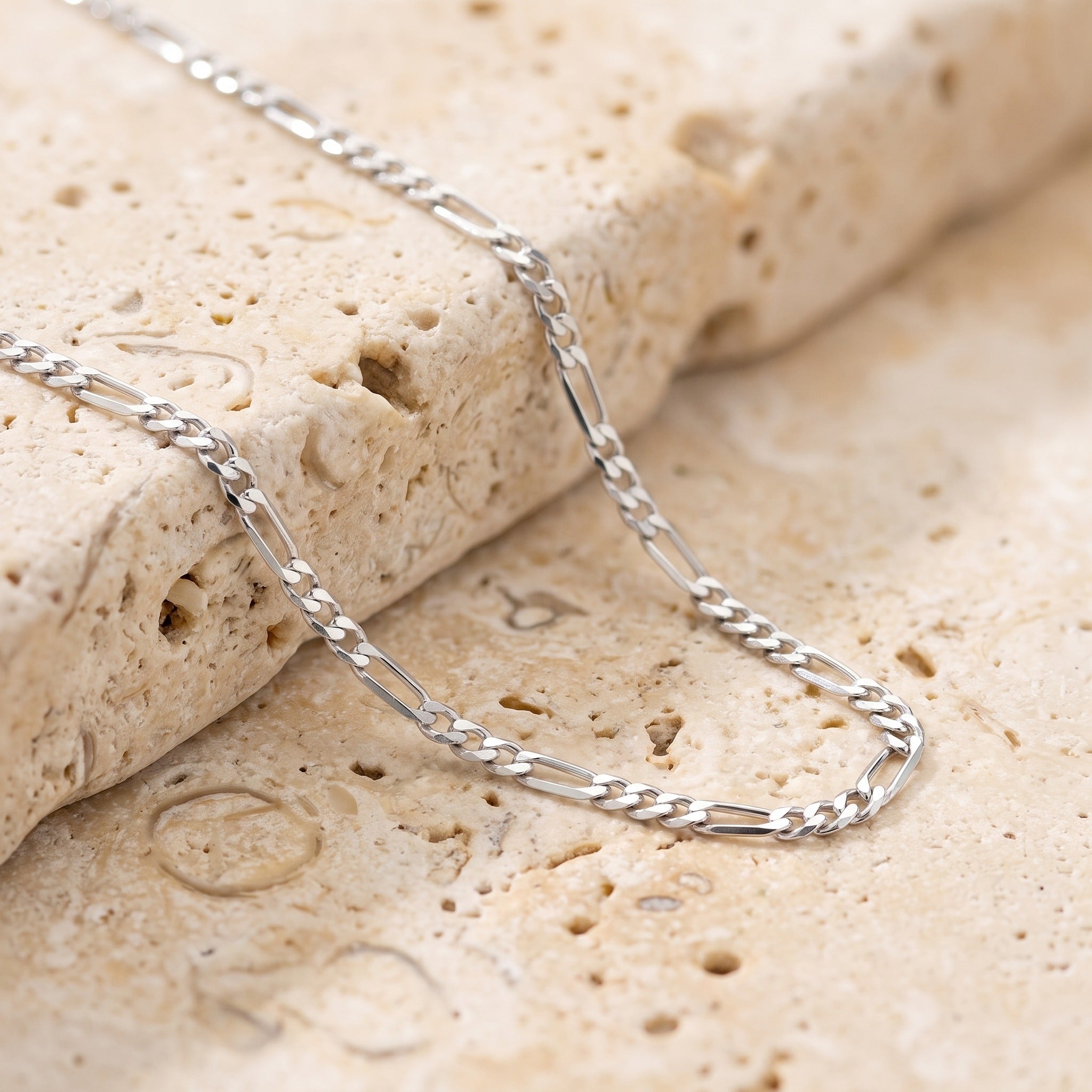 Diamond Cut Figaro Chain 1.92mm - White Gold - luxury lifestyle image