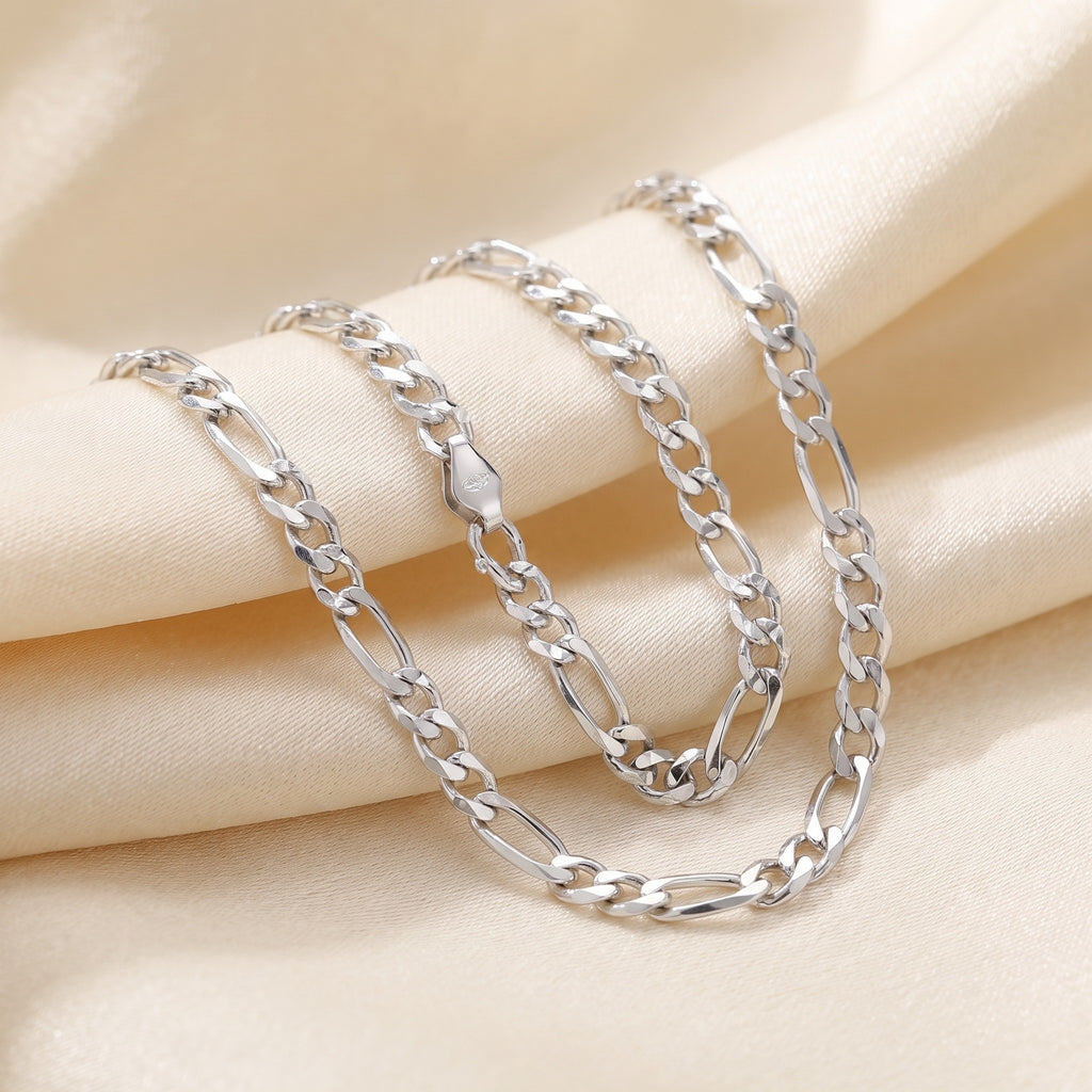Diamond Cut Figaro Chain 2.4mm - White Gold - luxury lifestyle image
