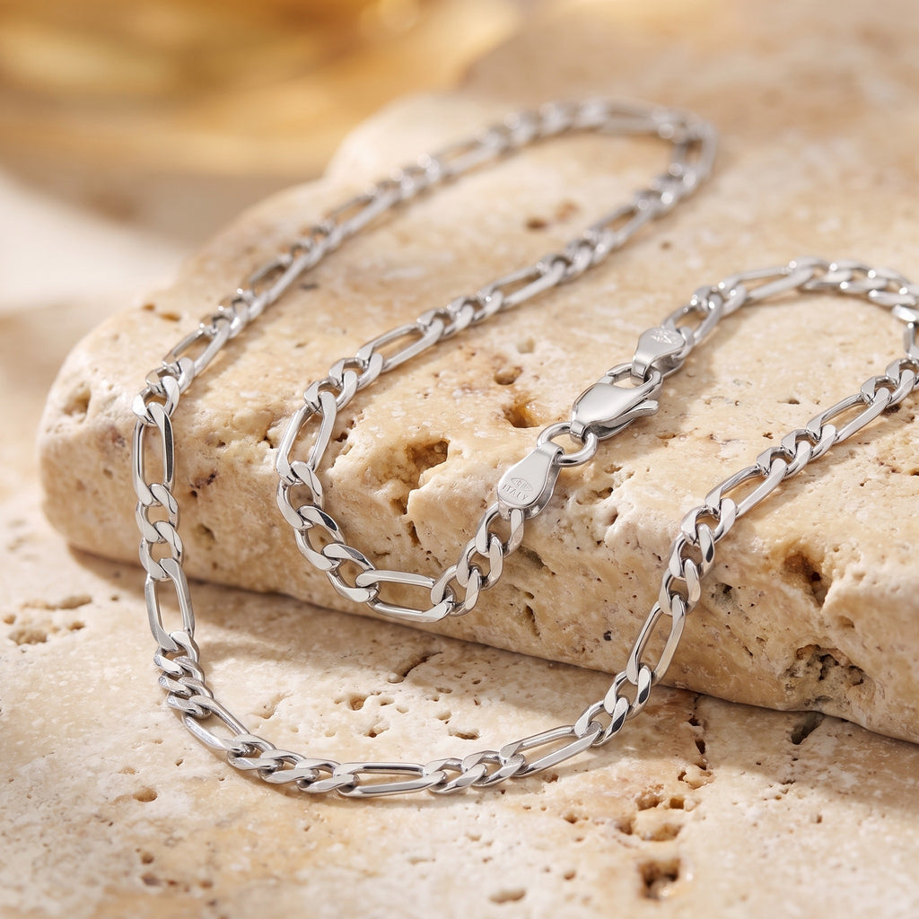 Diamond Cut Figaro Chain 3.06mm - White Gold - luxury lifestyle image
