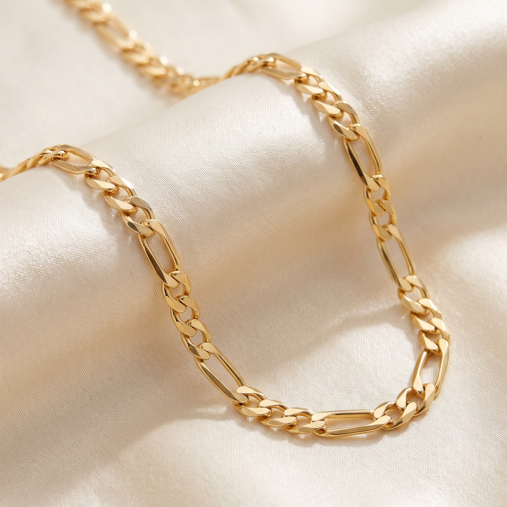 Diamond Cut Figaro Chain 3.95mm - Yellow Gold - luxury lifestyle image