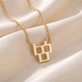 Glagolitic letter Č (Črv) pendant necklace in 9ct yellow gold